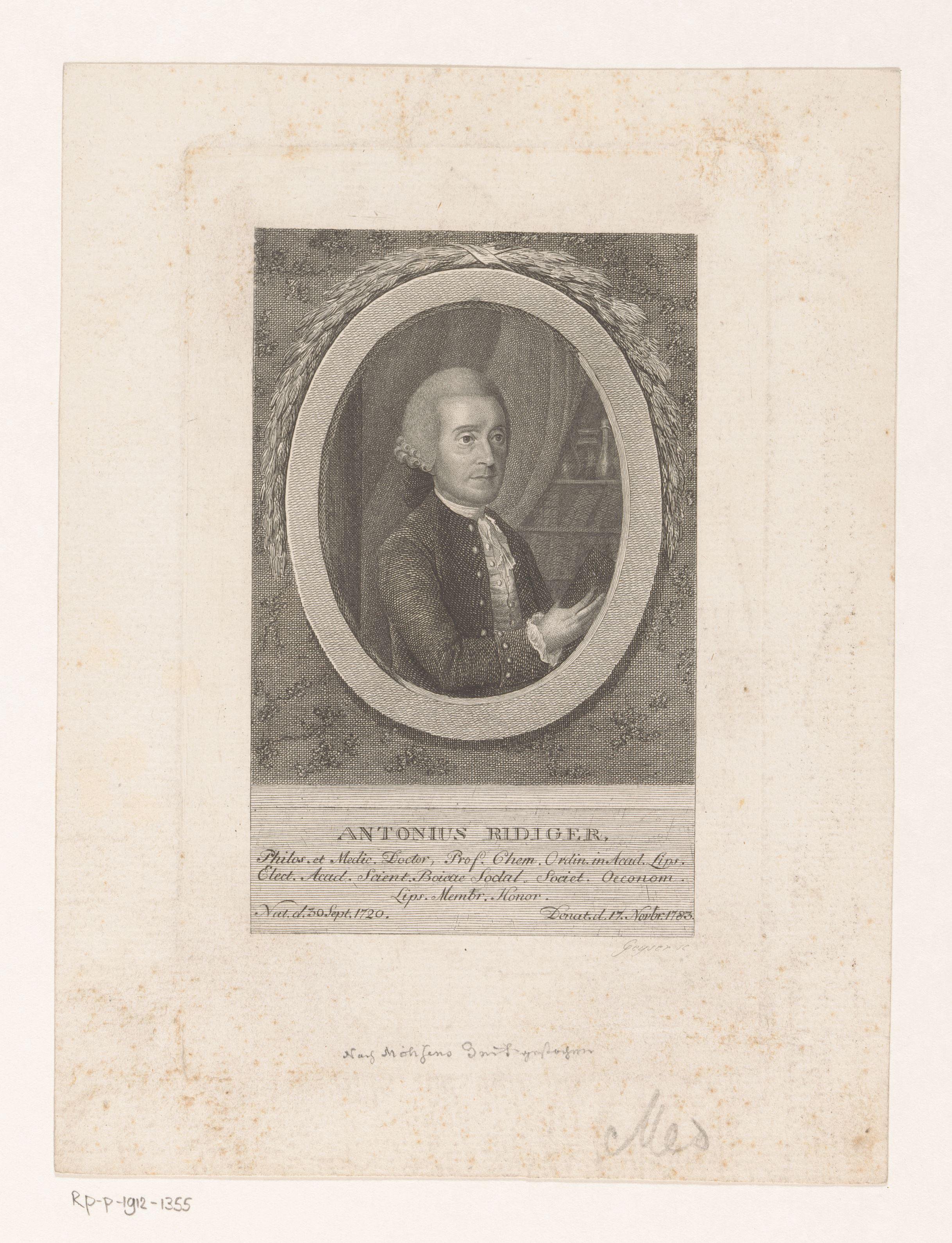 Portret van Antonius Ridiger