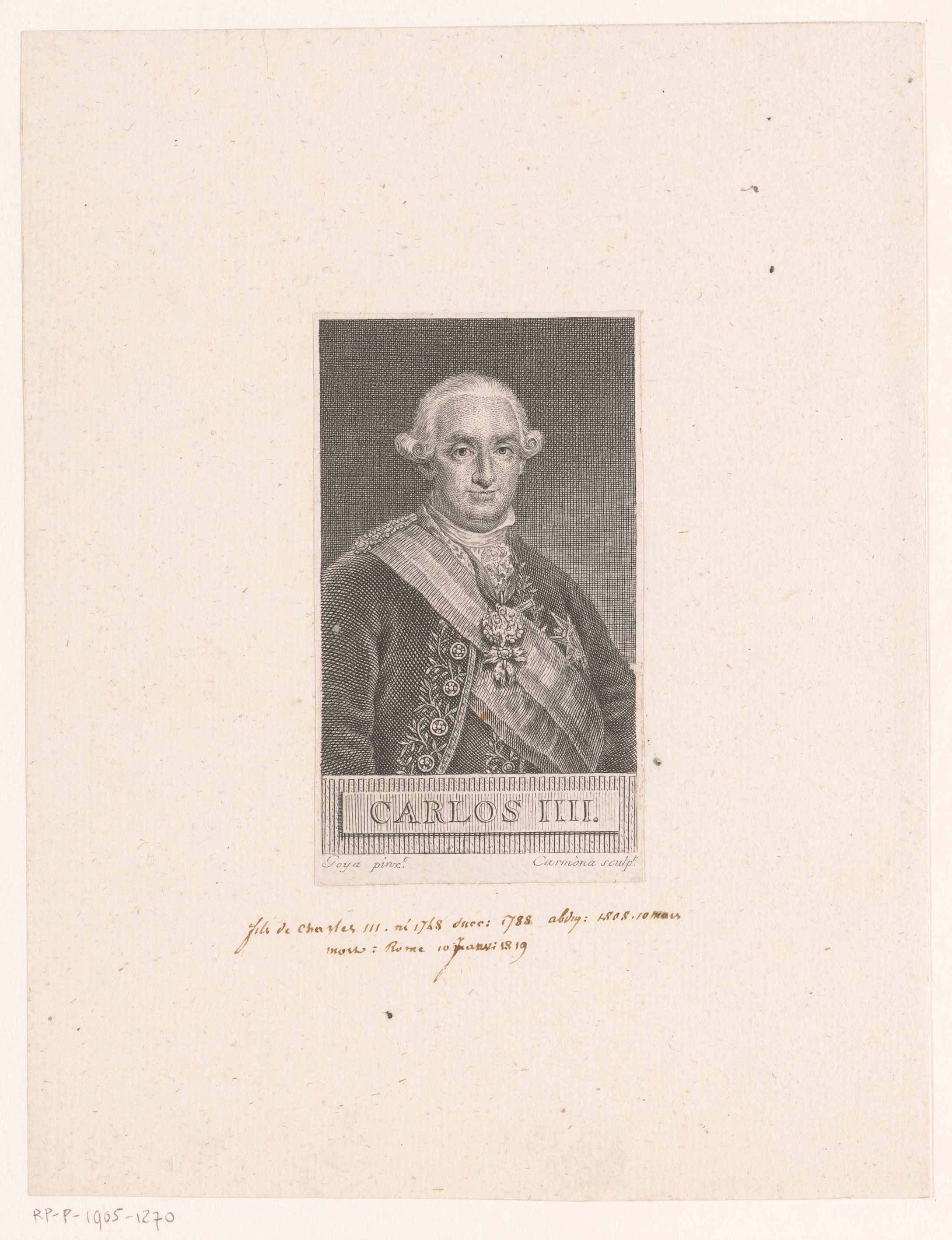 Portret van Karel IV, koning van Spanje