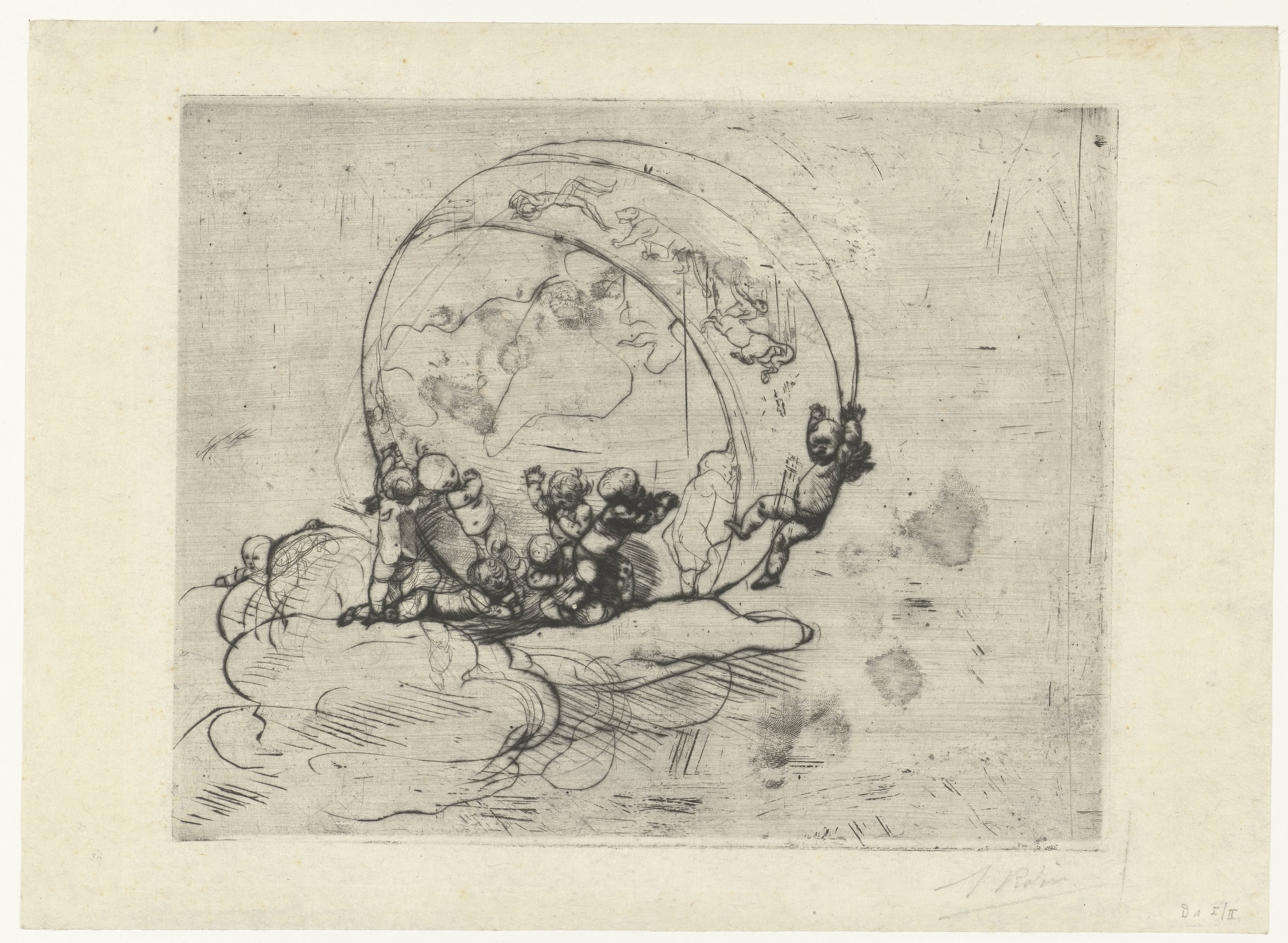 Putti met wereldbol en dierenriem