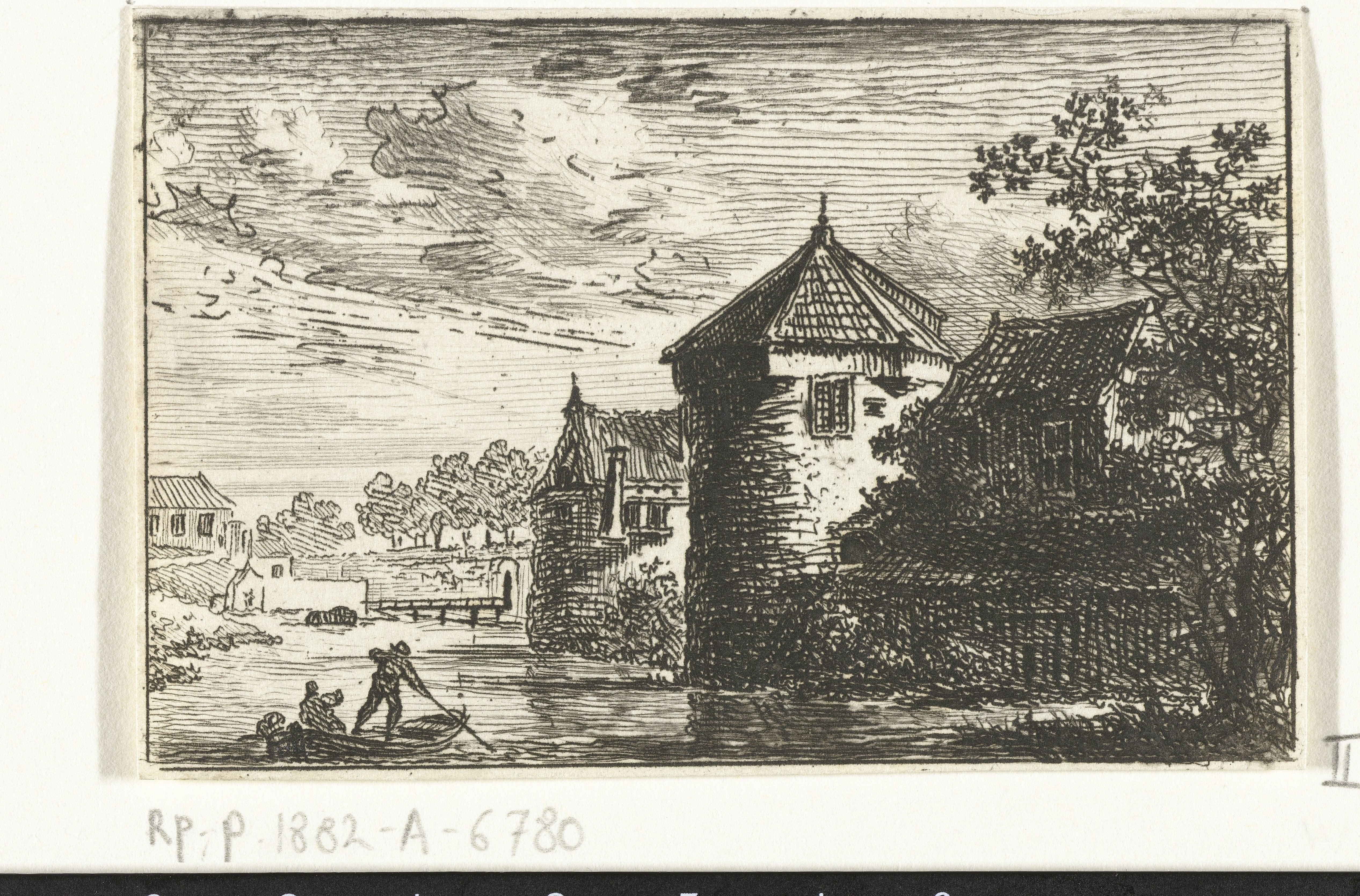 Gezicht over de stadsbuitengracht op de stadswal van Utrecht