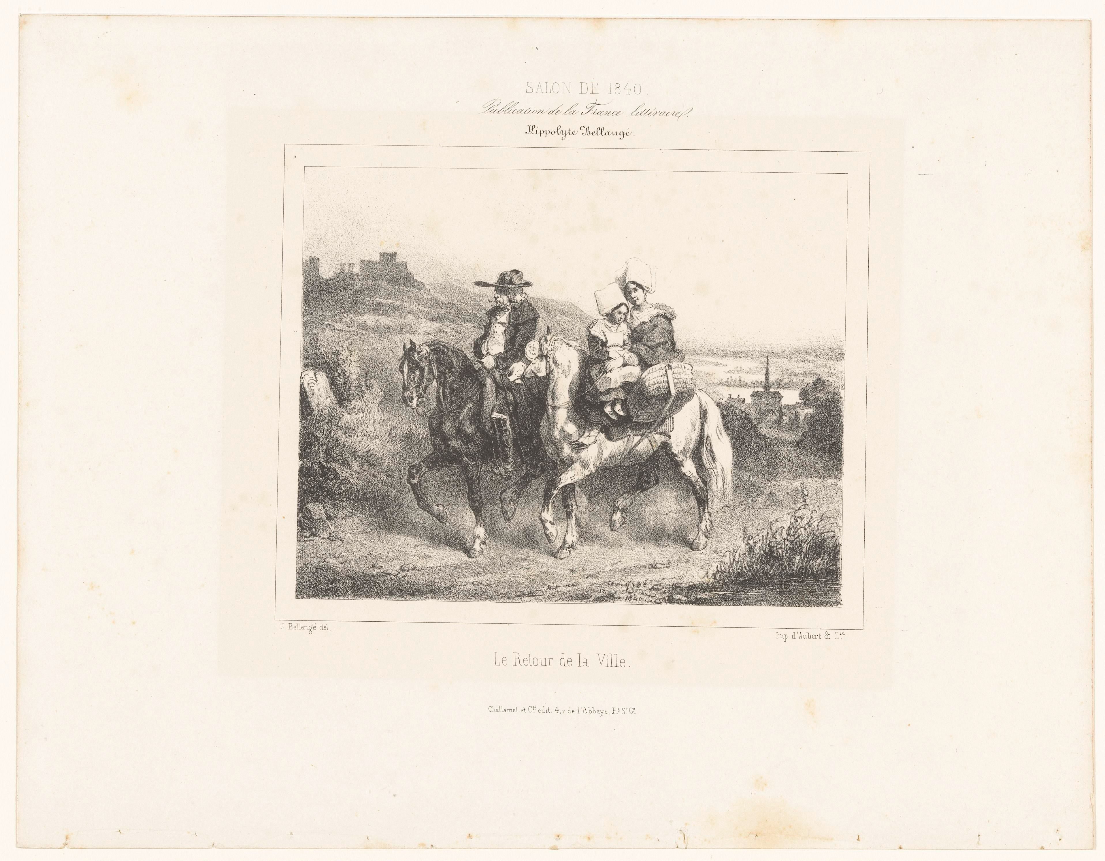 Gezin keert te paard van de stad terug naar huis