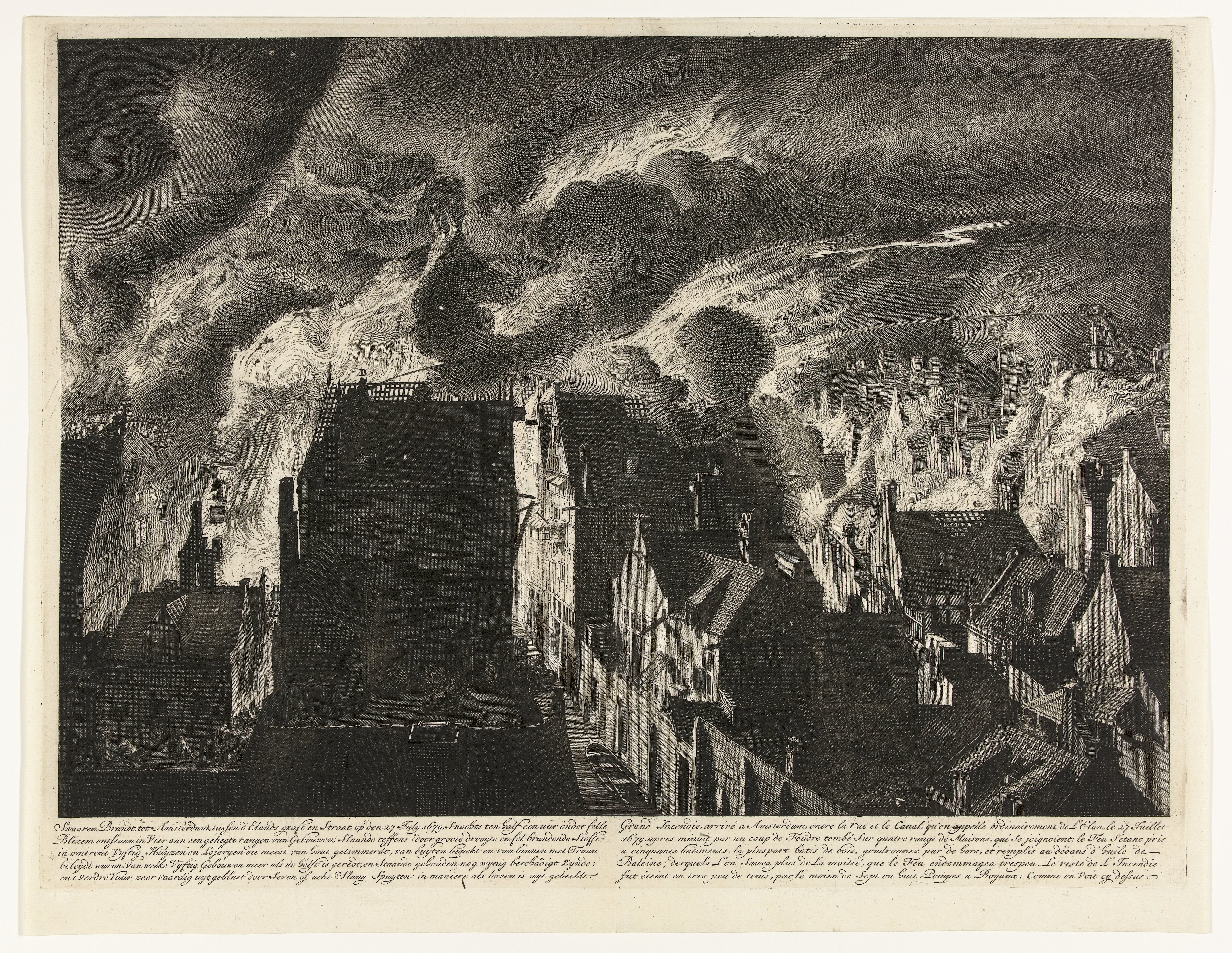 Het blussen van de zware brand aan de Elandsgracht, 1679