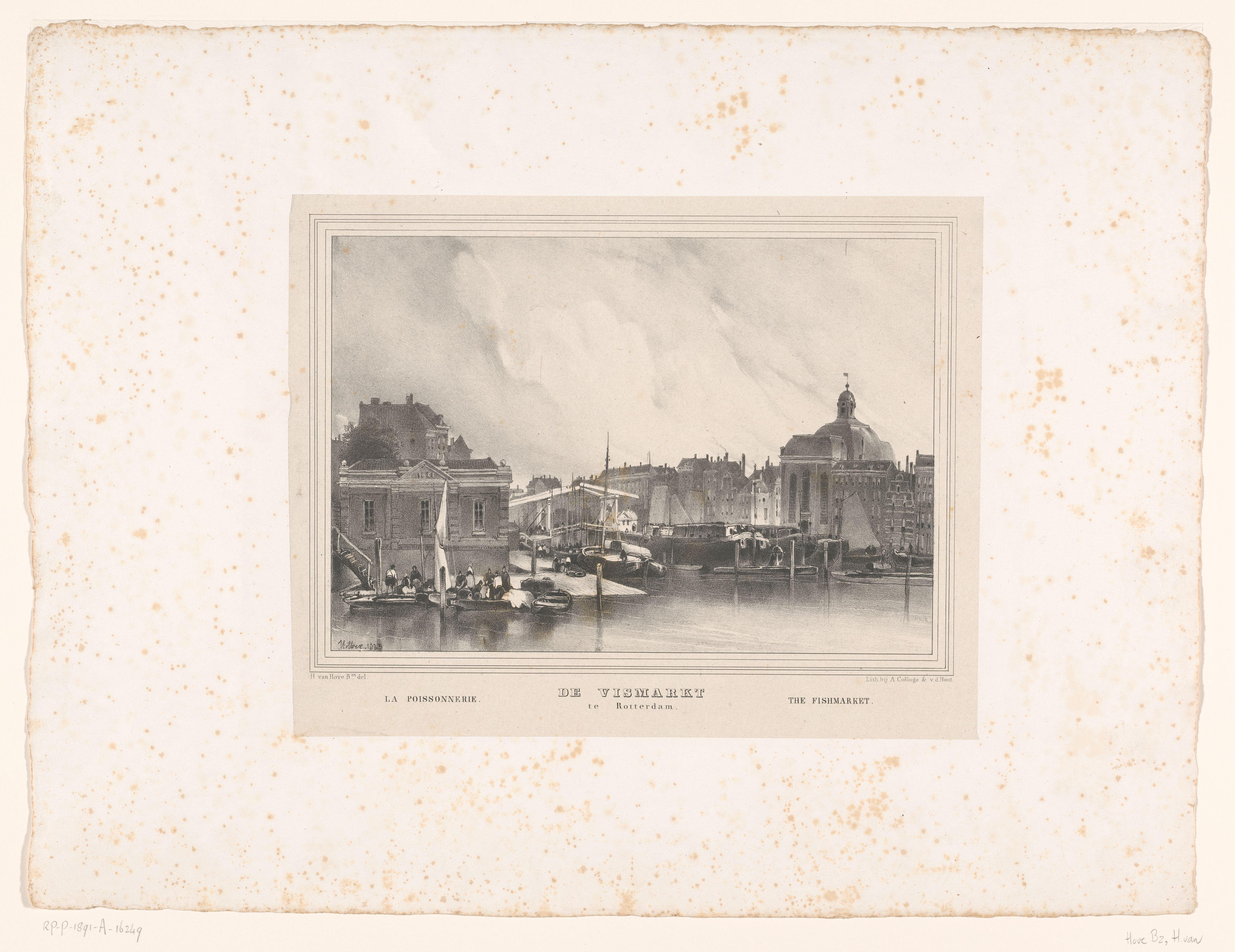Gezicht op de vismarkt te Rotterdam