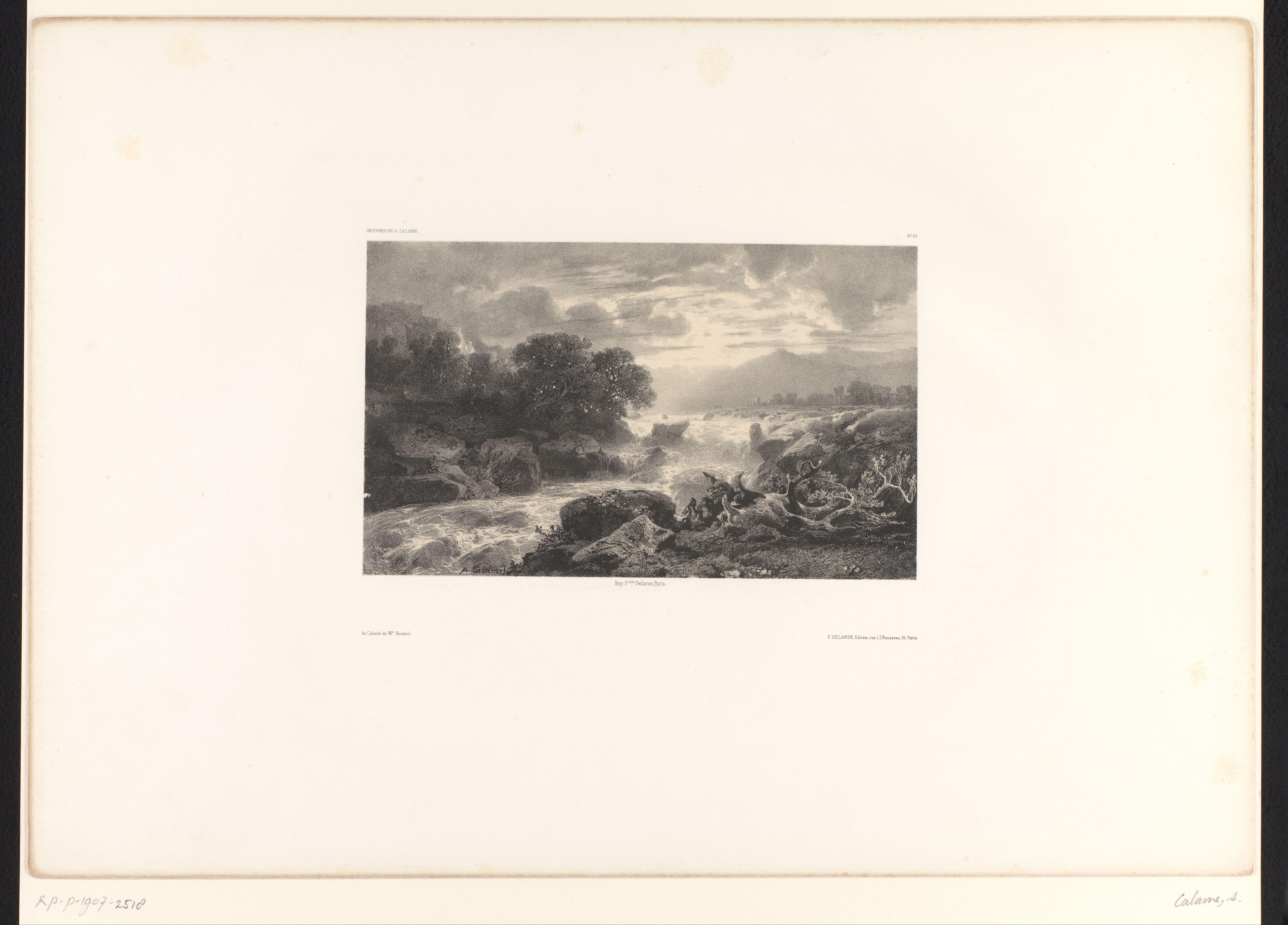 Berglandschap met bomen, beek en doorbrekende zon