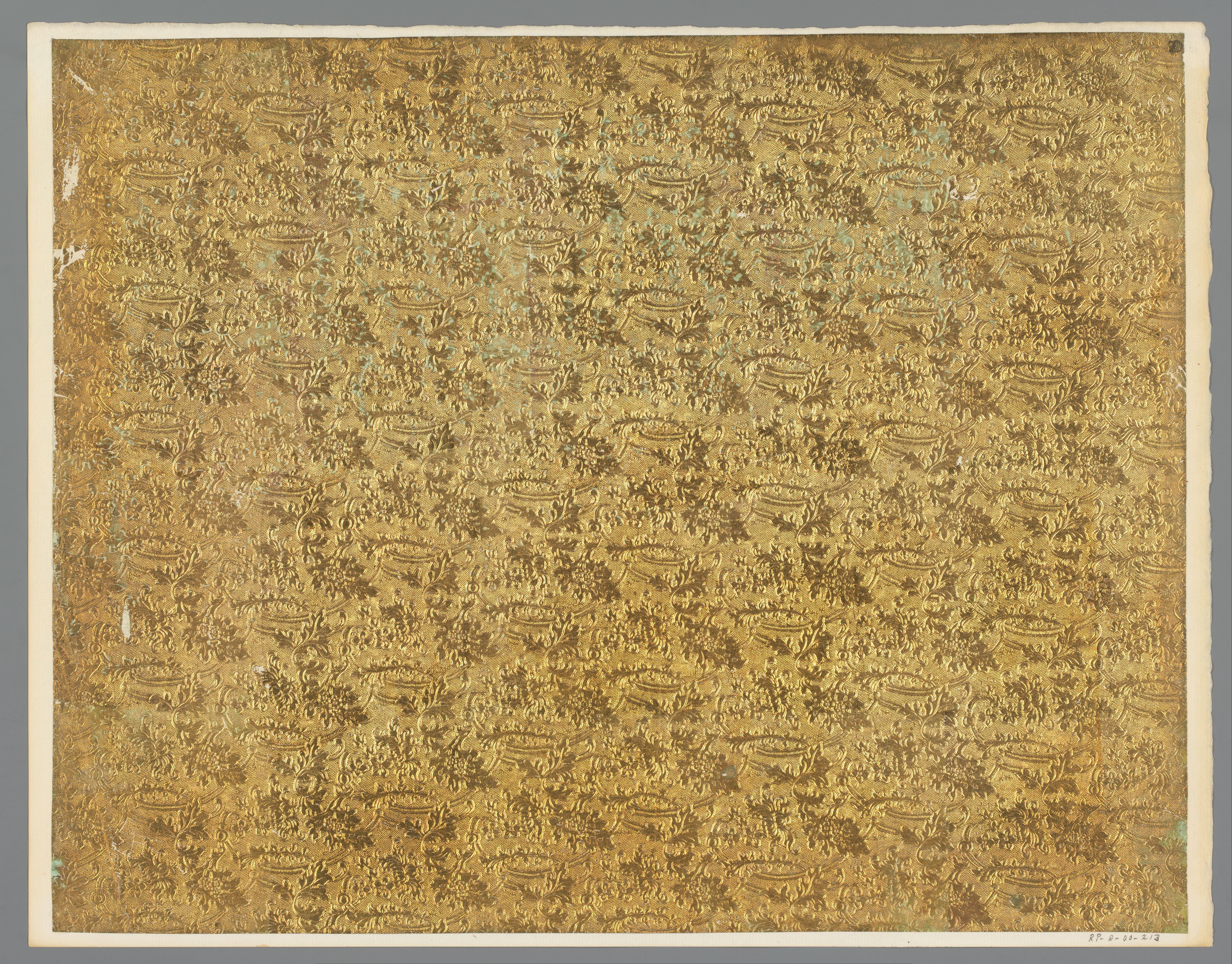 Blad met patroon van banden met bloemen en bladeren
