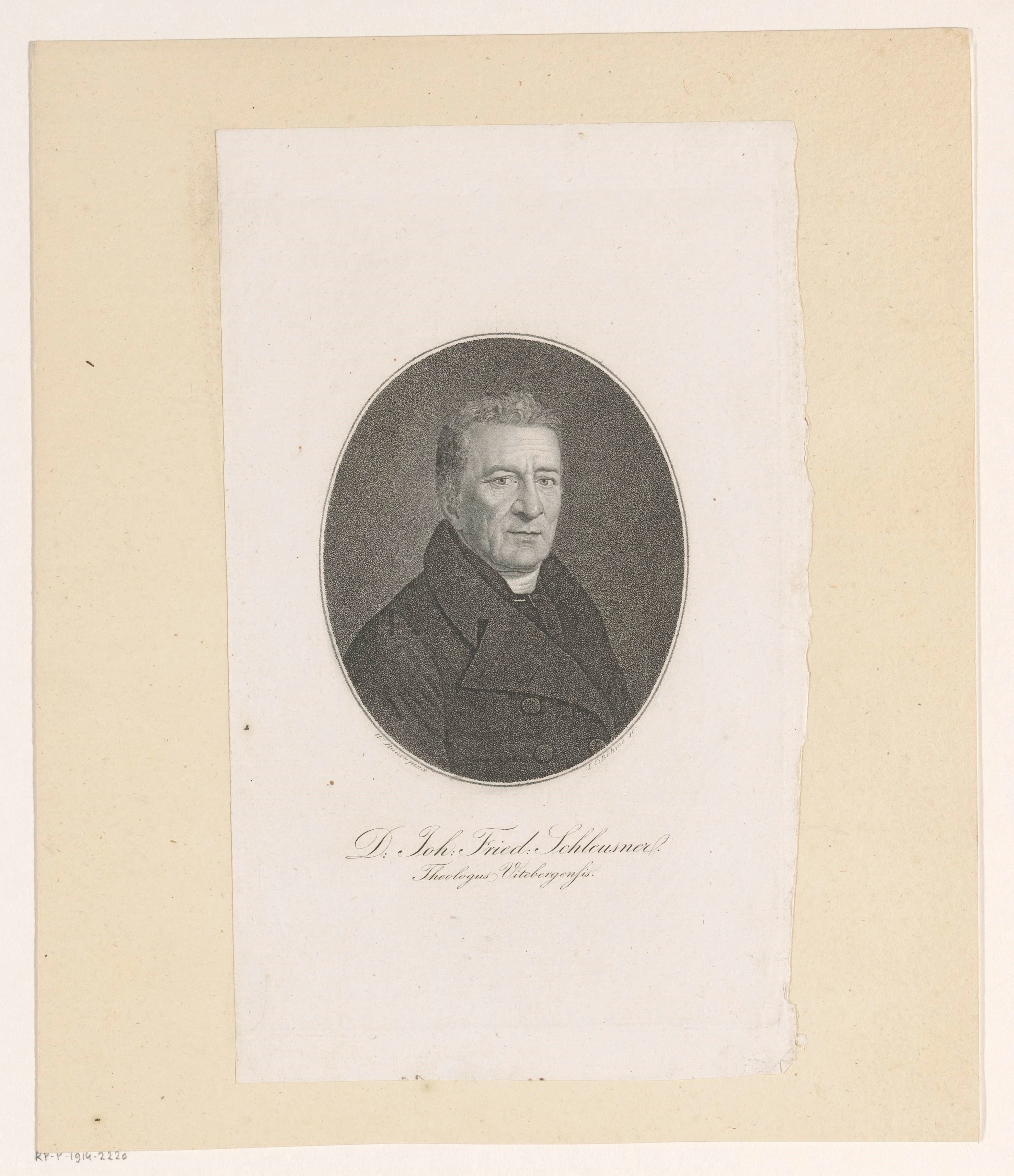 Portret van Johann Friedrich Schleusner