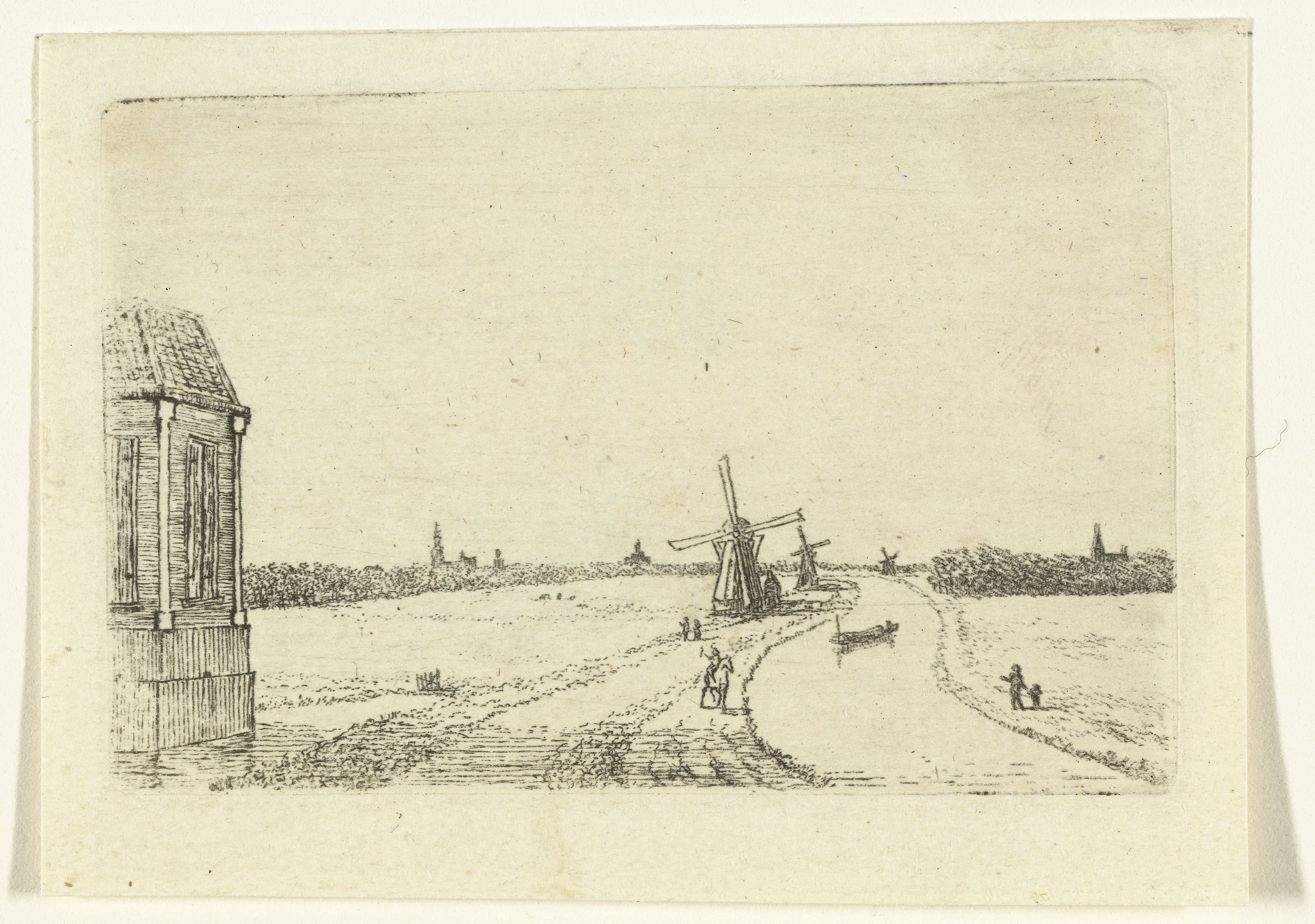 Gezicht op de Haagsche Vaart met molens