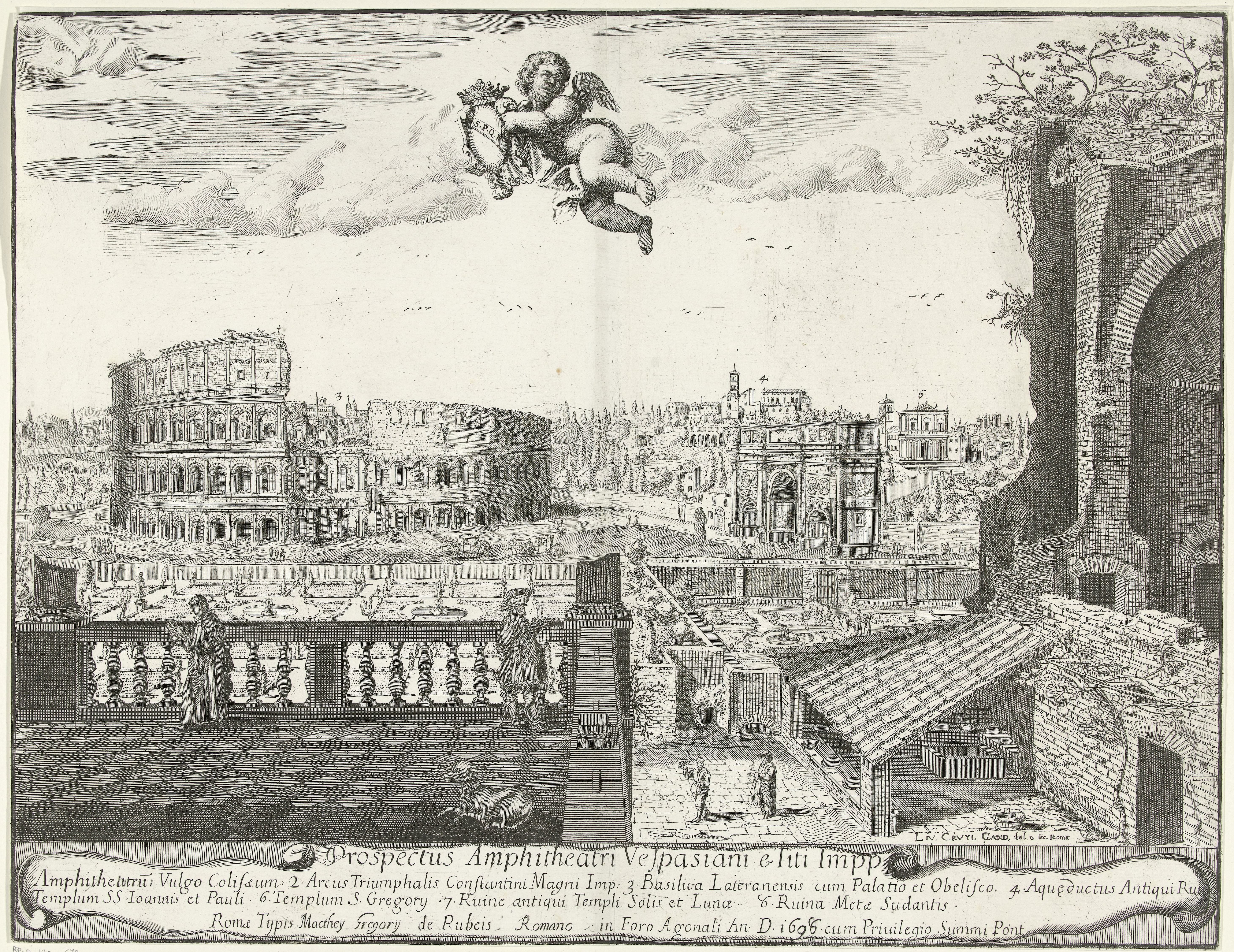 Gezicht op het Colosseum en de boog van Constantijn