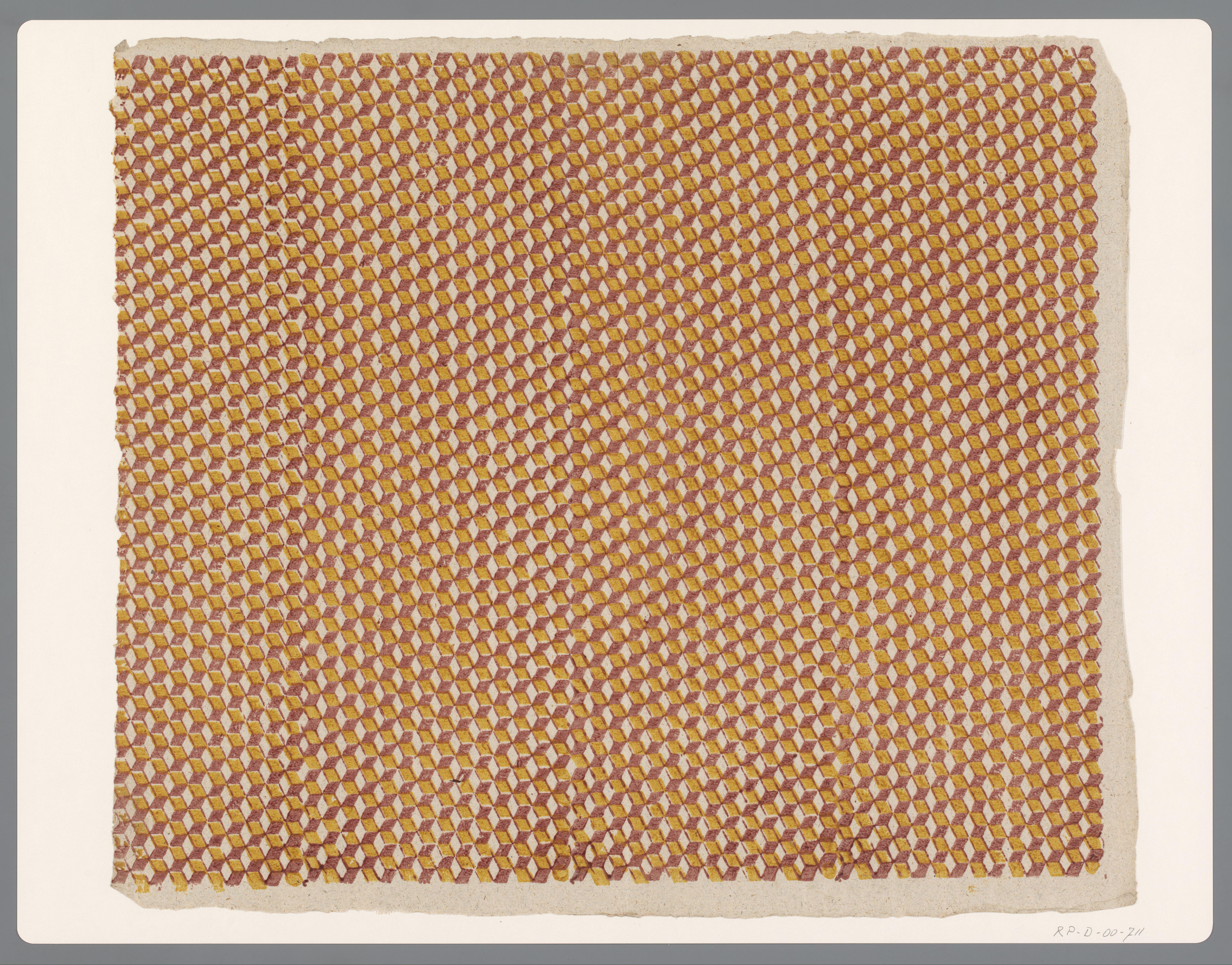 Blad met geometrisch patroon van blokken