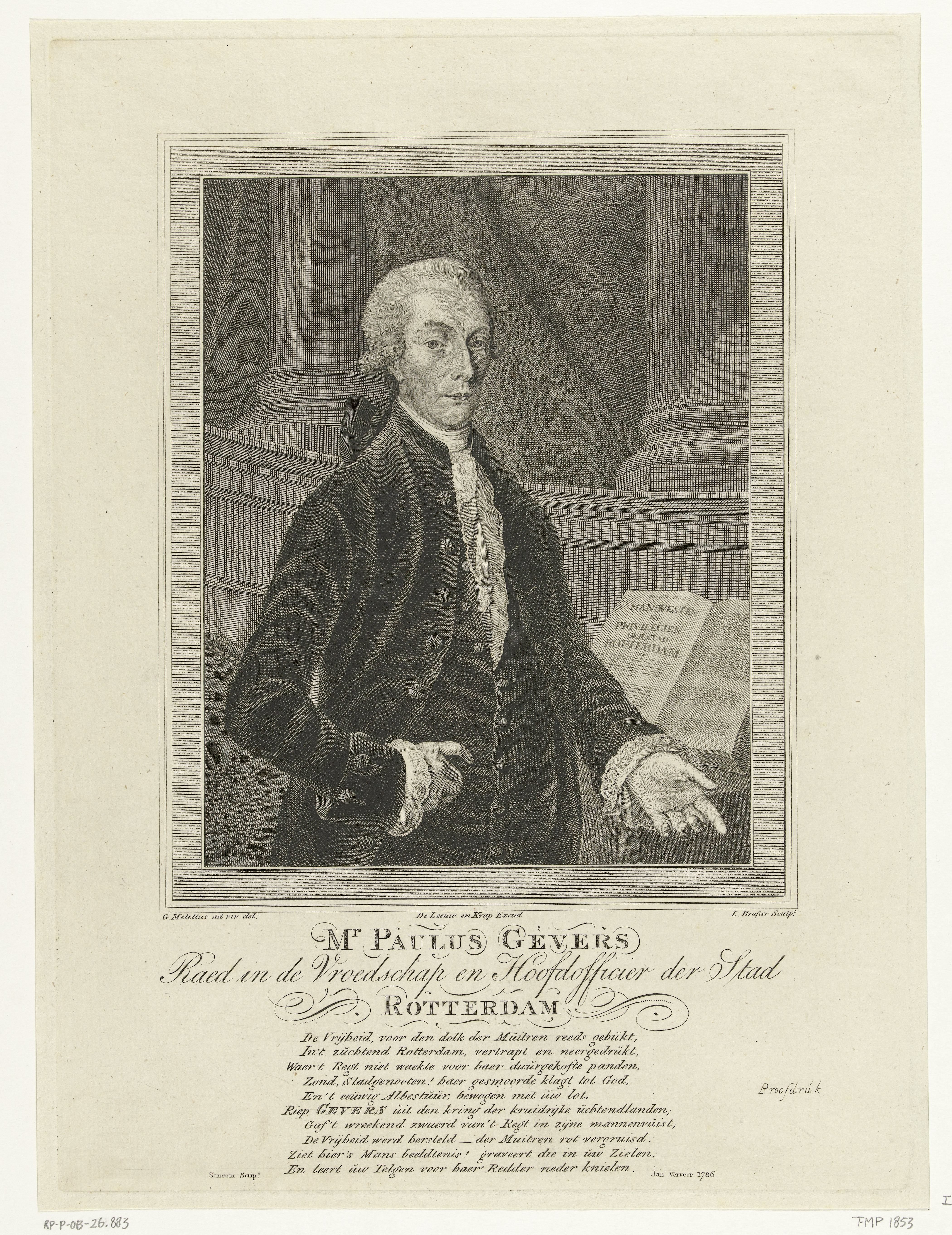 Portret van Paulus Gevers