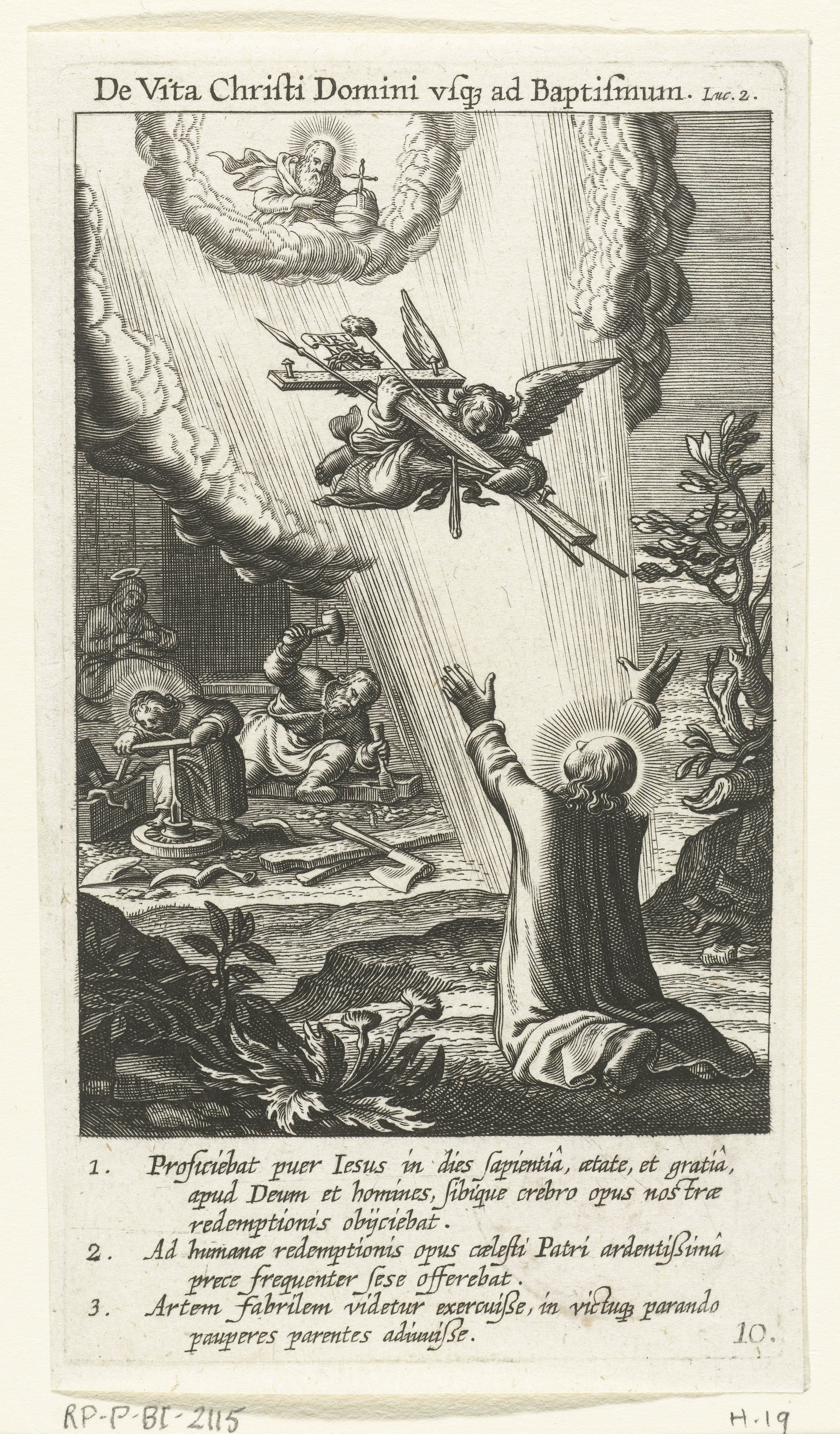 Christus als kind ontvangt passiewerktuigen