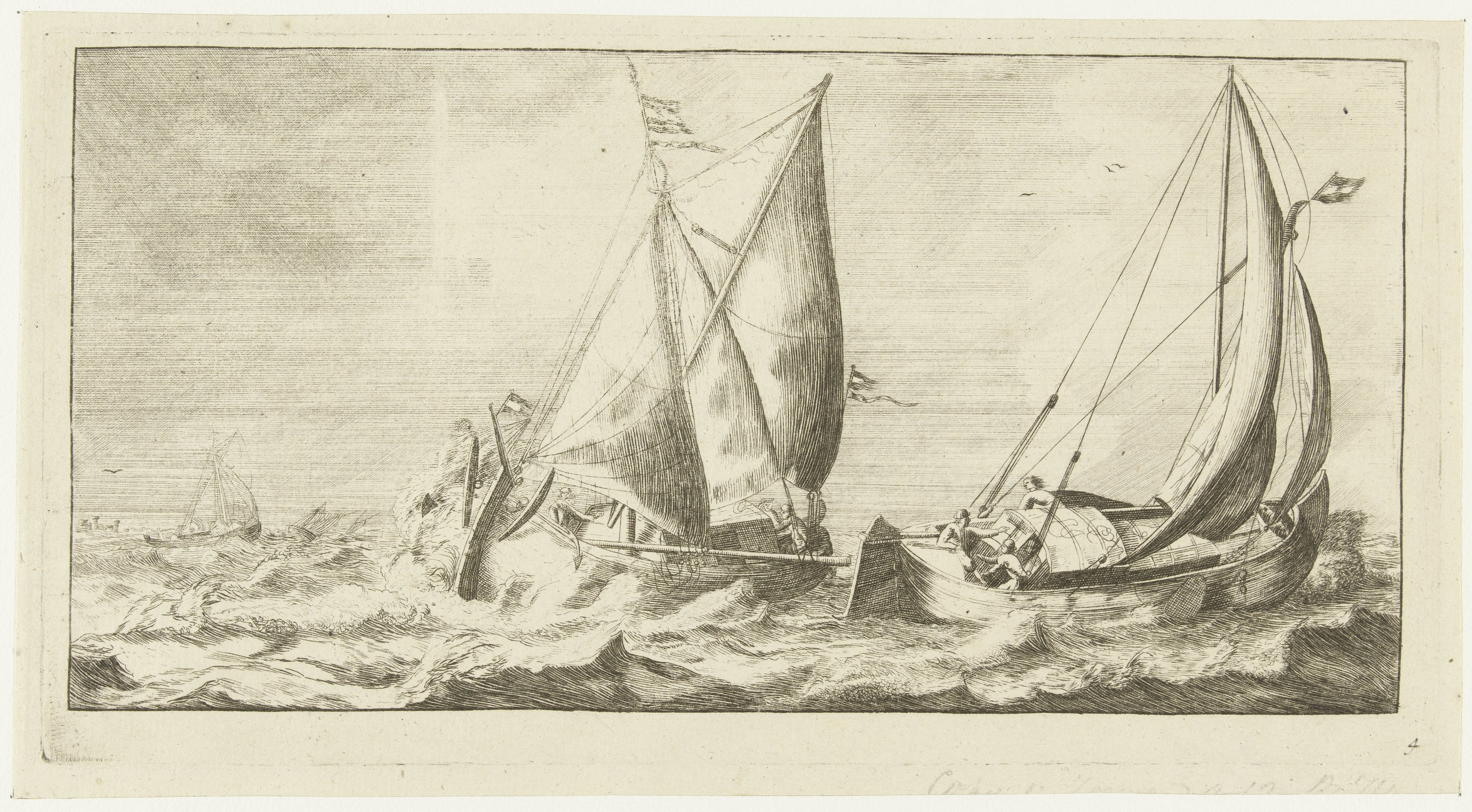 Twee schepen: een ijzeren varken en een waterschip