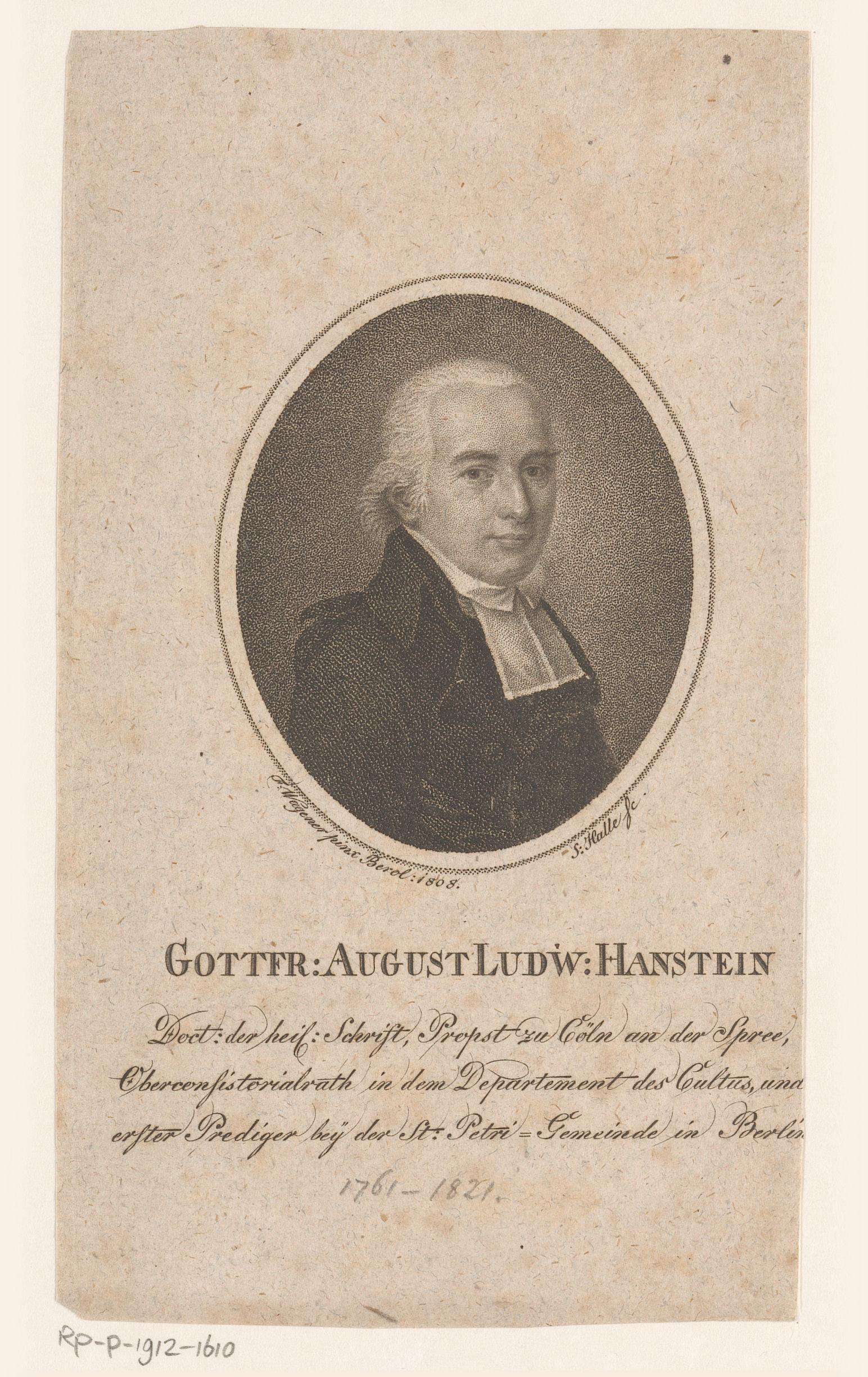 Portret van Gottfried August Ludwig Hanstein