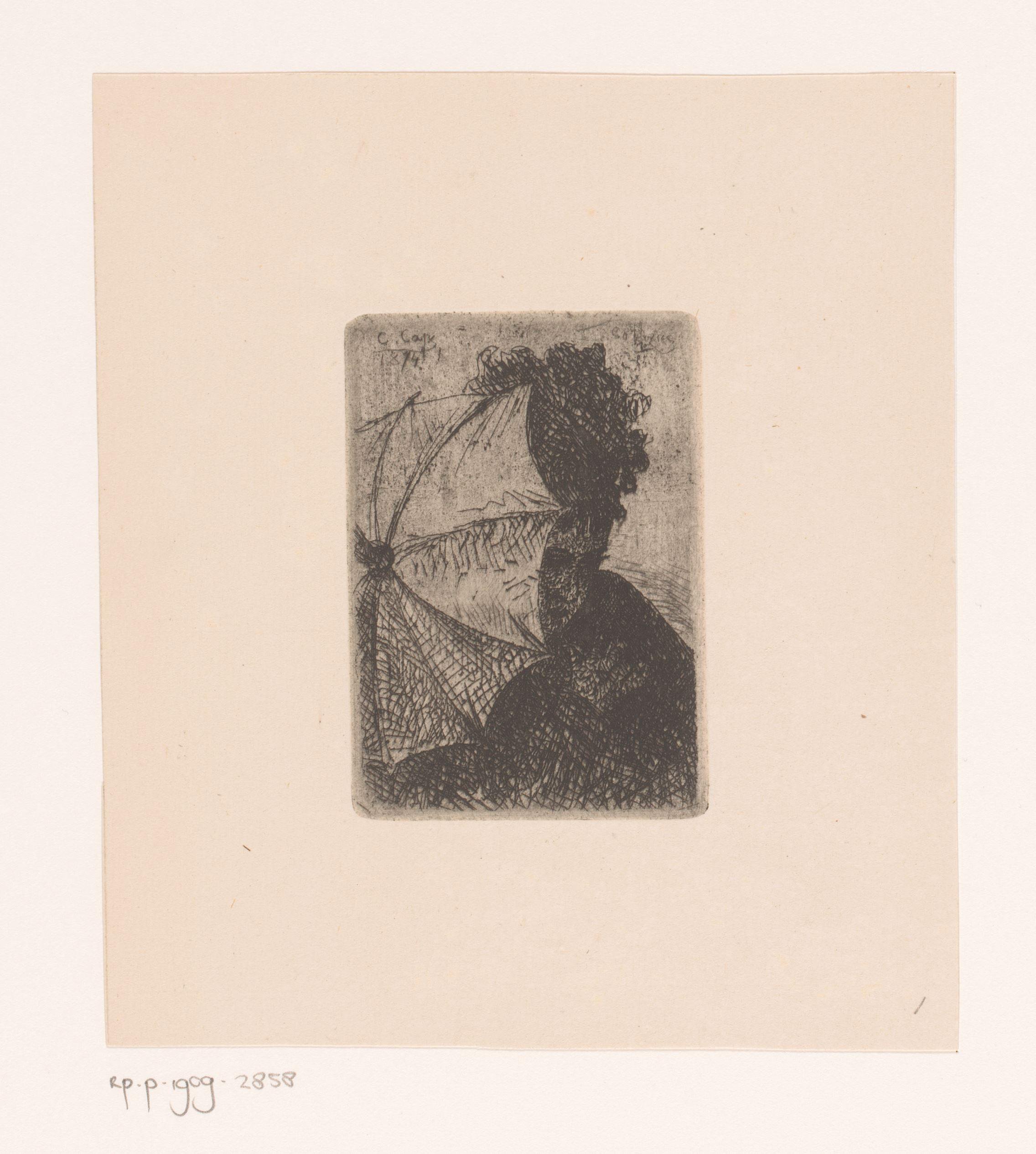 Jonge vrouw met een parasol