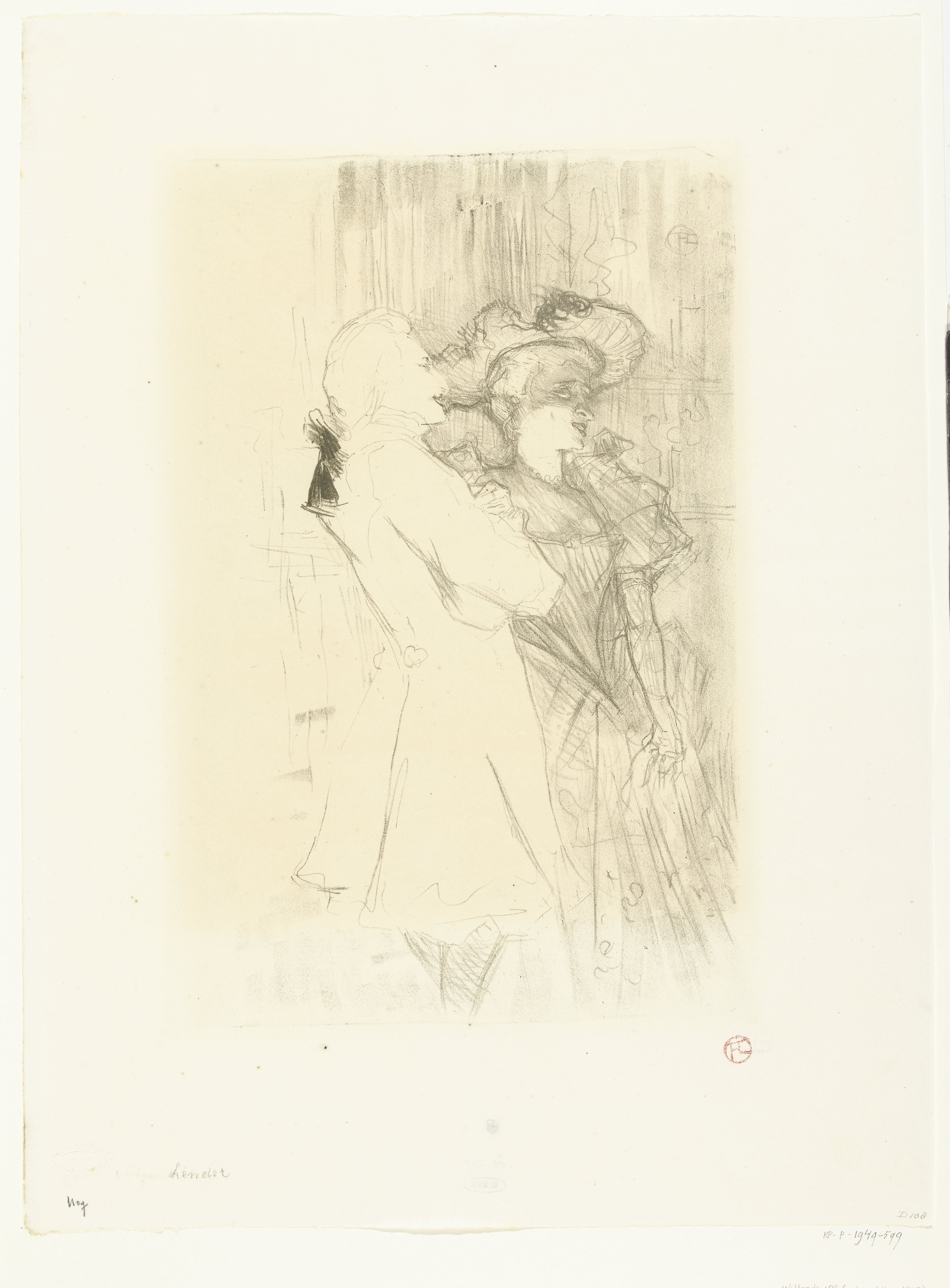 Portret van zangeres Marcelle Lender en zanger Numa Auguez in operette La Chanson de Fortunio