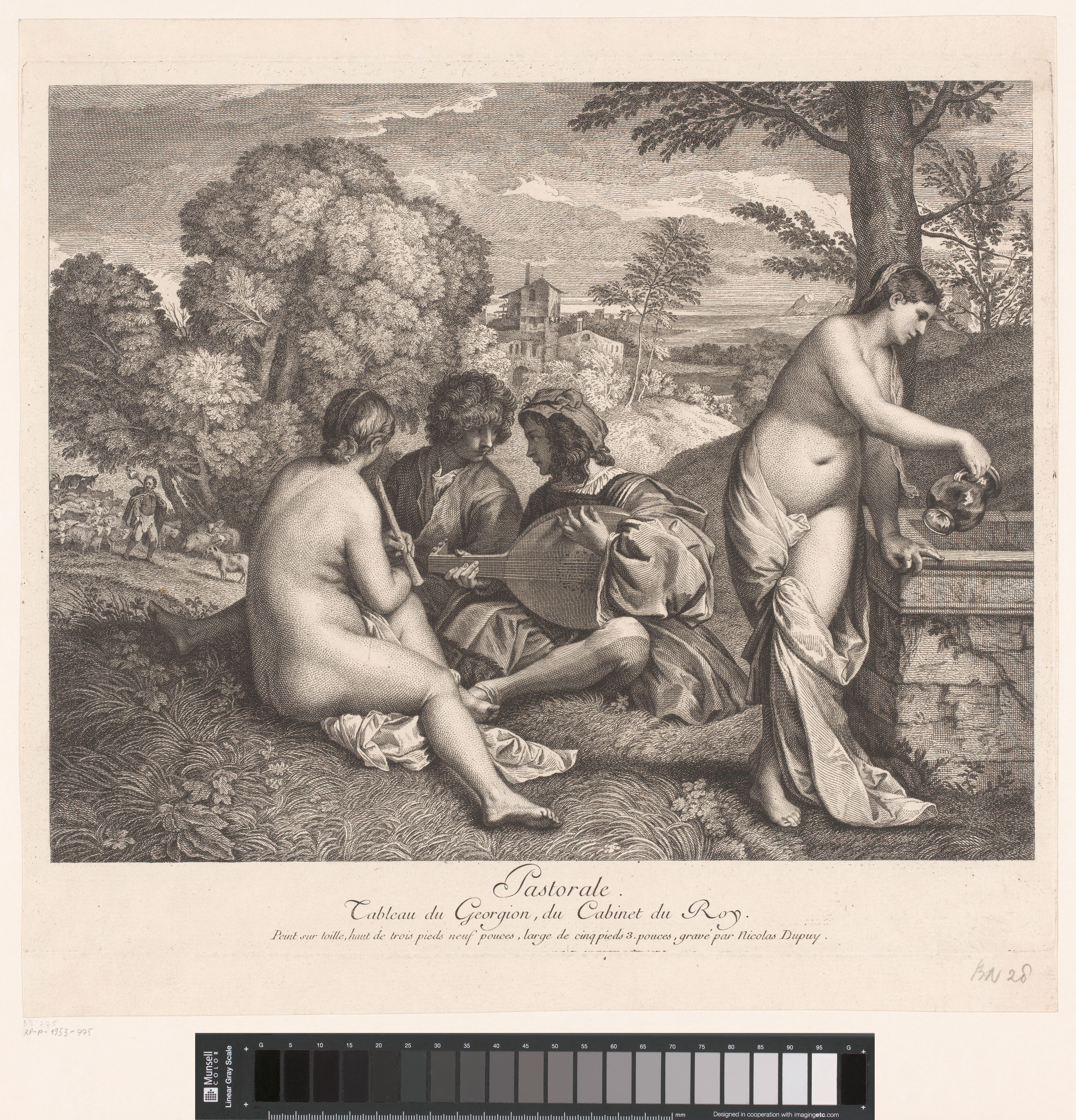 Muzikanten in een landschap