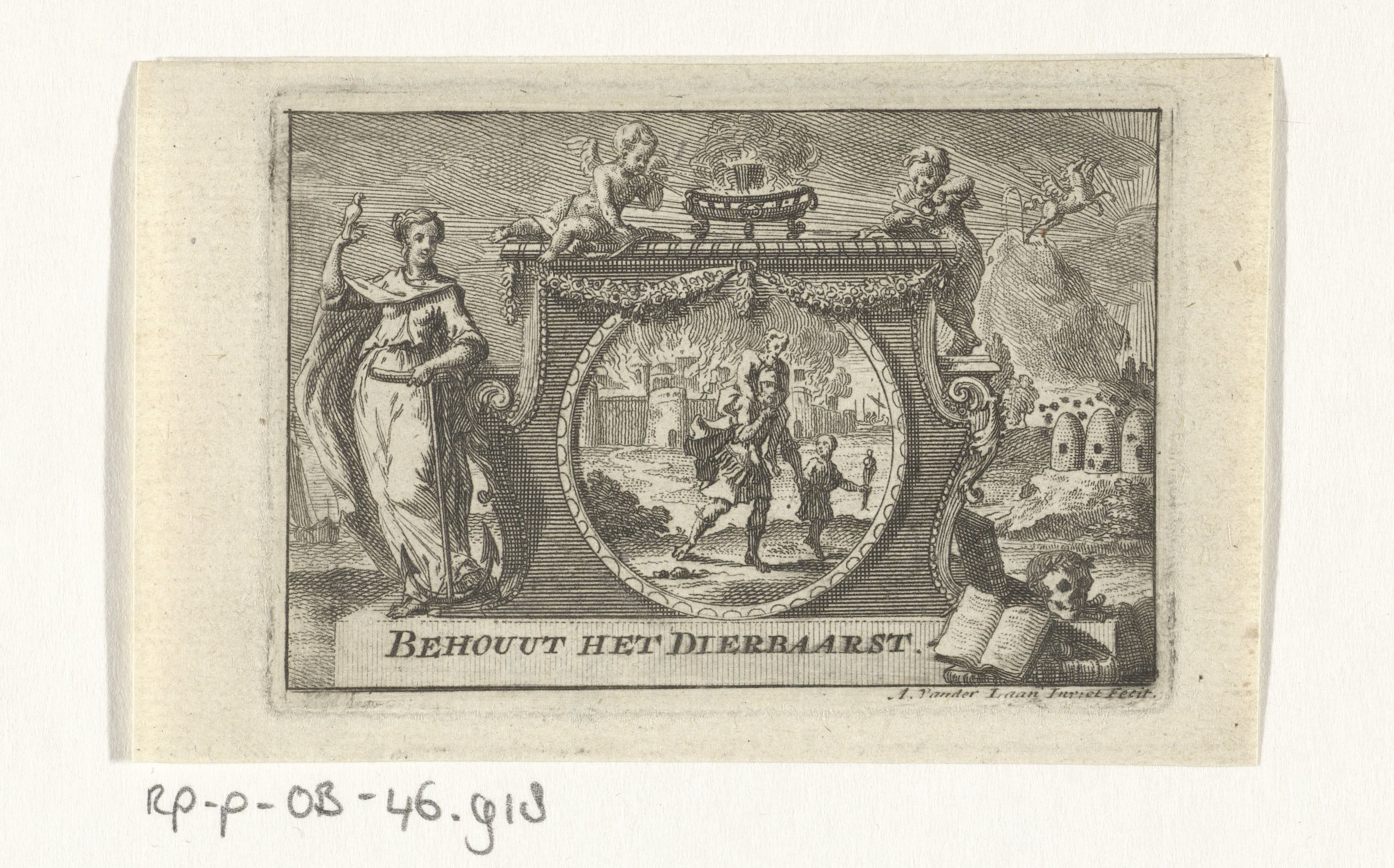 Aeneas vlucht met zijn familie uit Troje