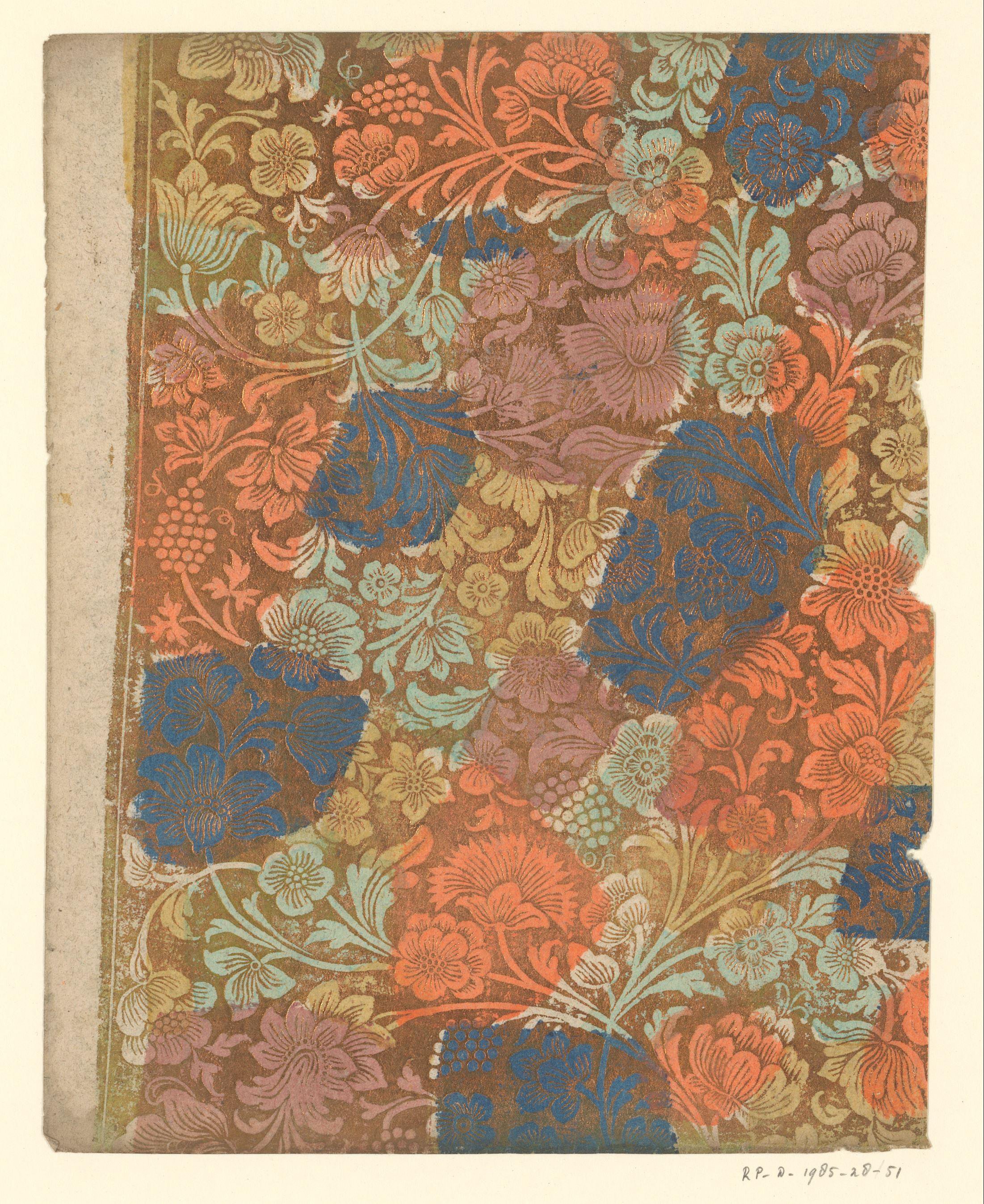 Blad met bloemen en vruchten