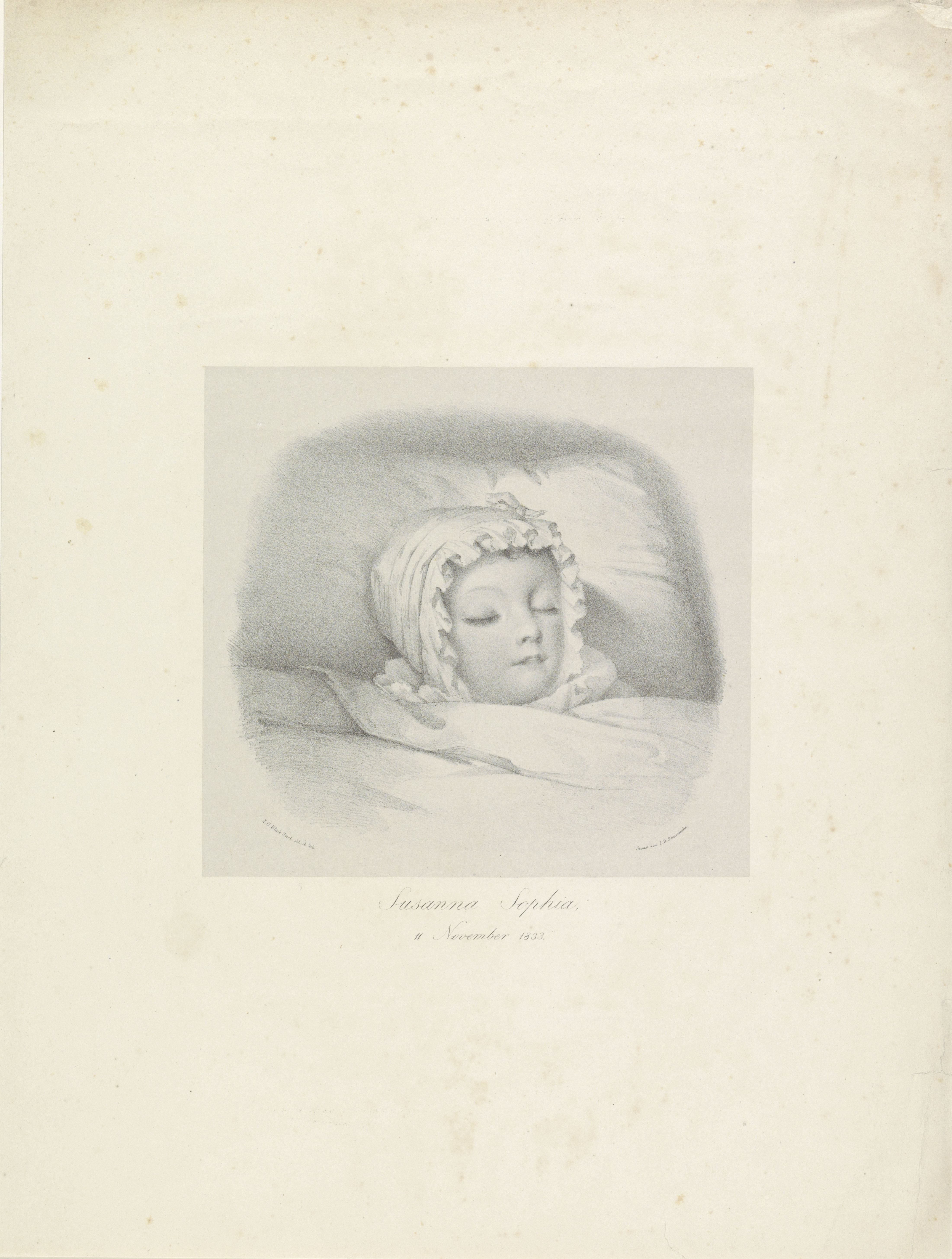 Portret van Susanna Sophia op haar doodsbed