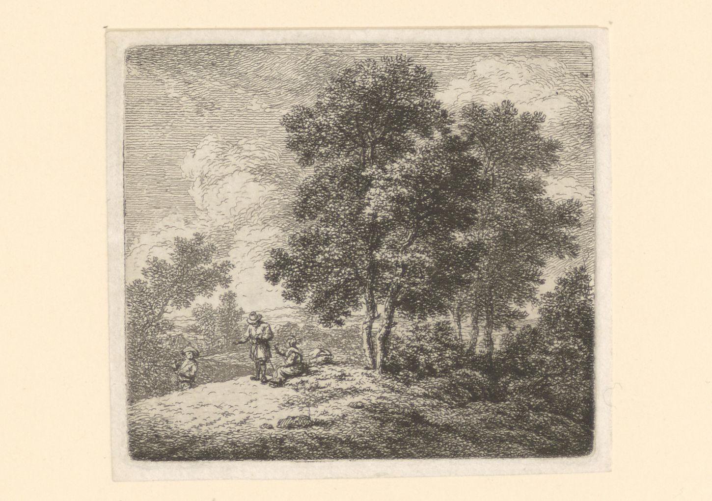 Heuvellandschap met rustende figuren