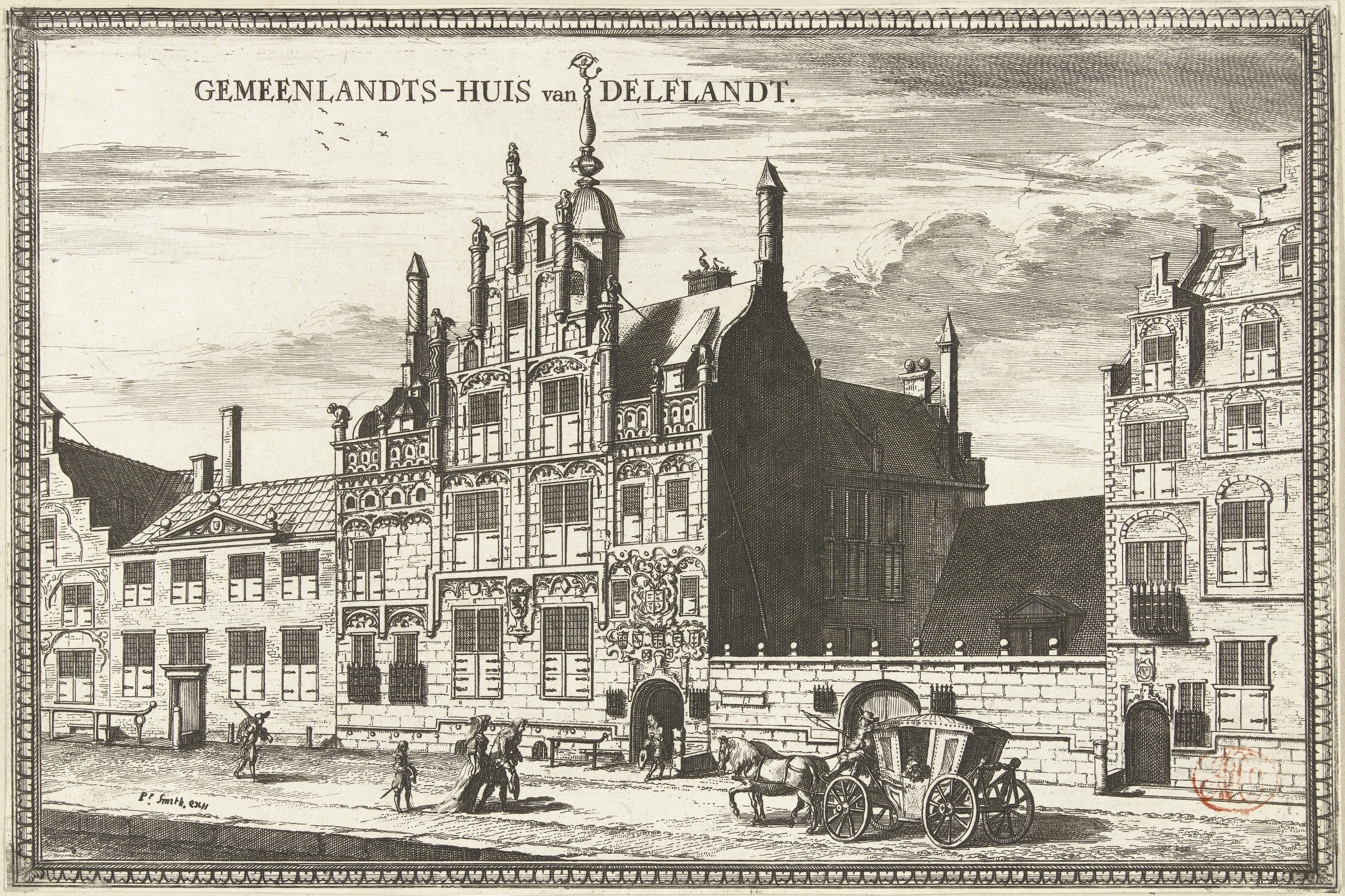 Gezicht op het Gemeenlandshuis van Delfland te Delft