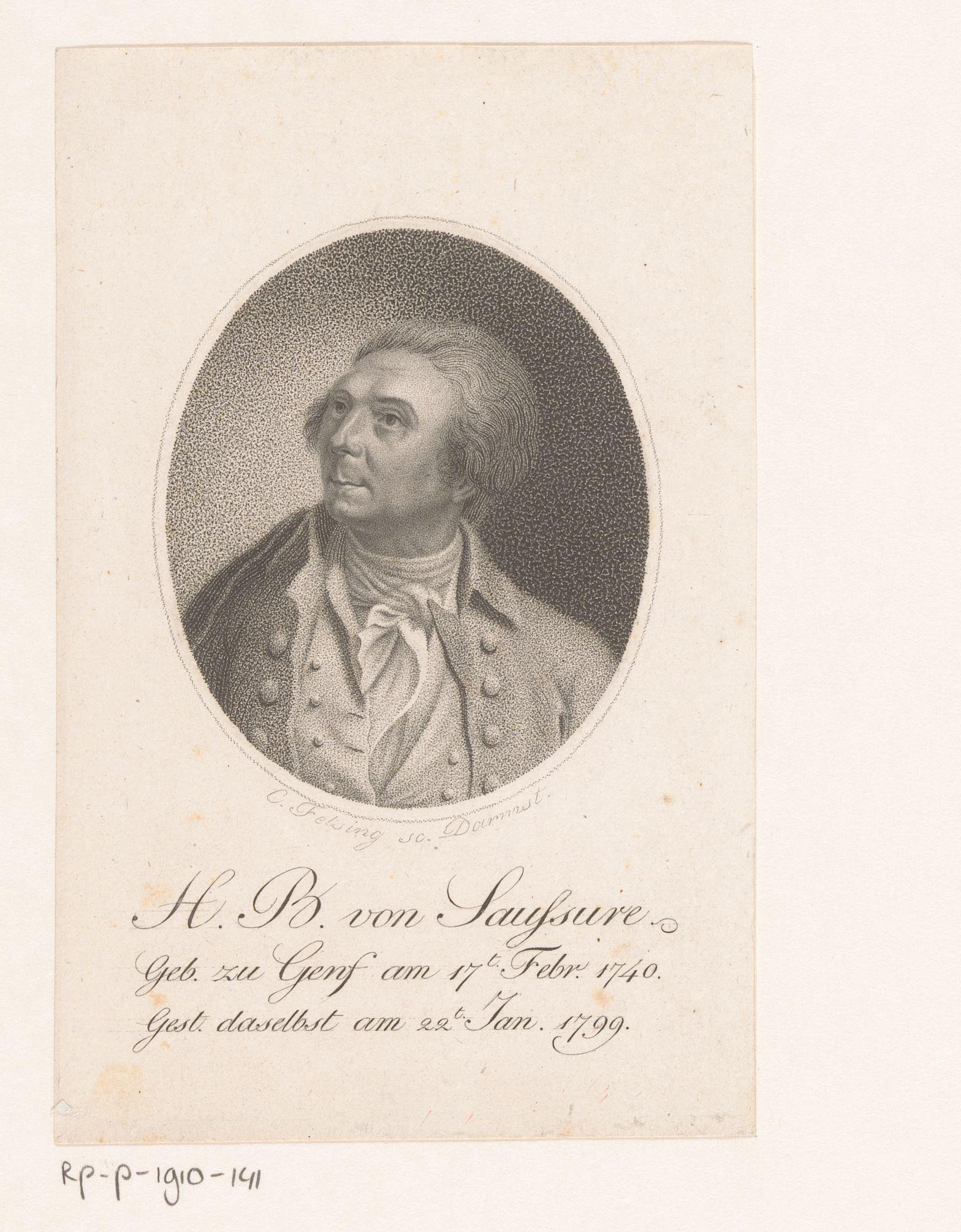 Portret van Horace-Bénédict de Saussure