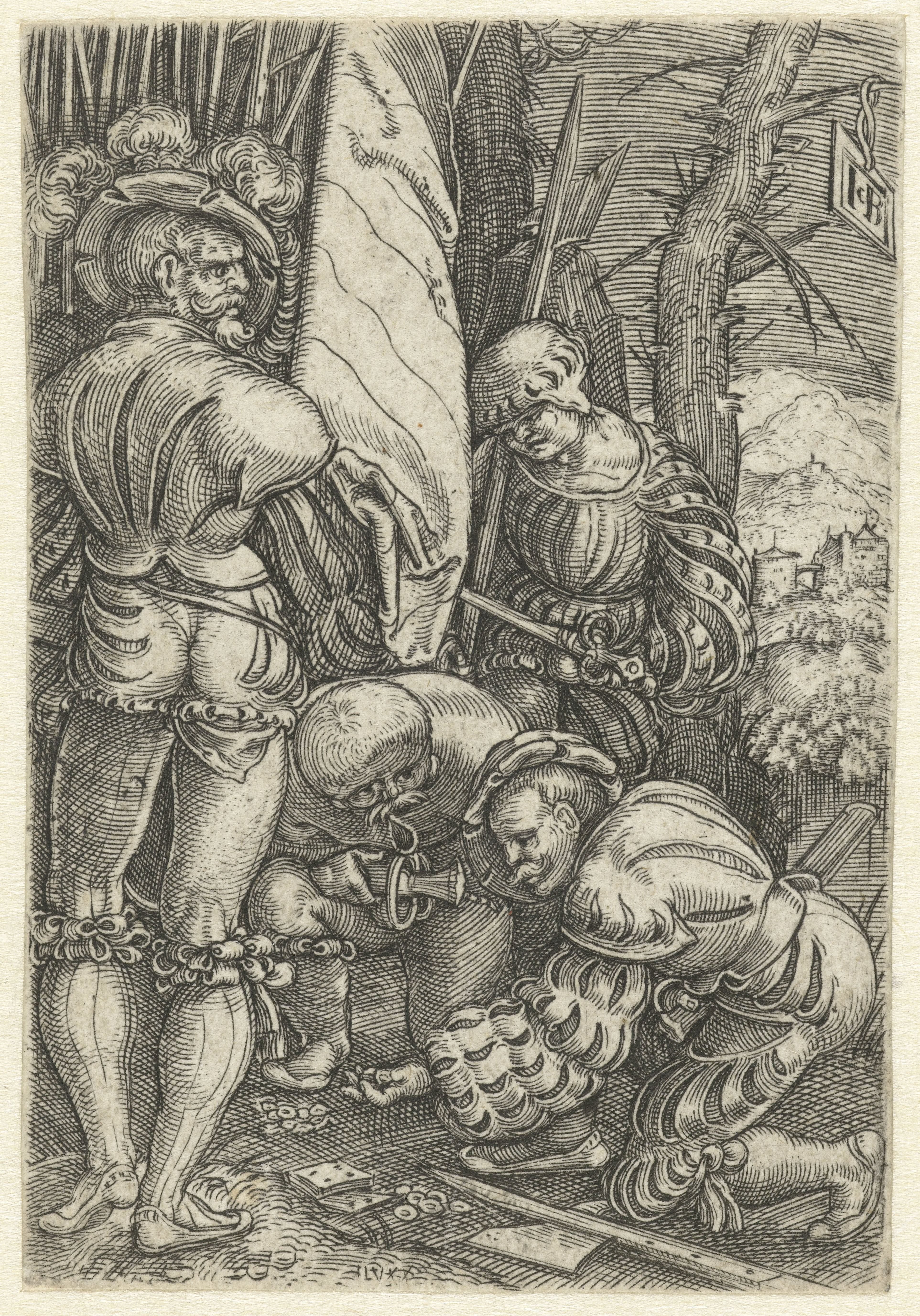 Soldaten spelen dobbelspel