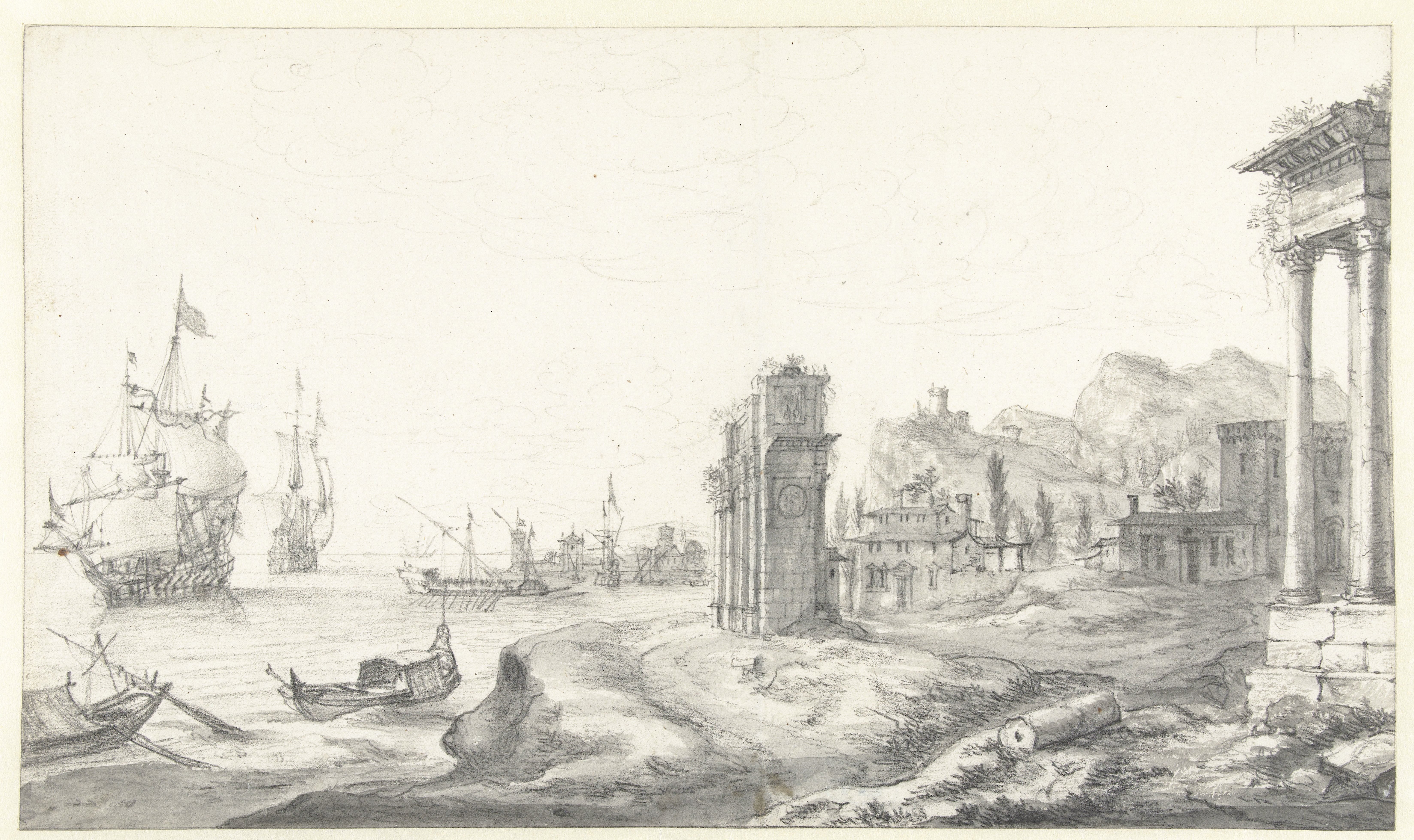 Fantasiegezicht op een zuidelijke haven