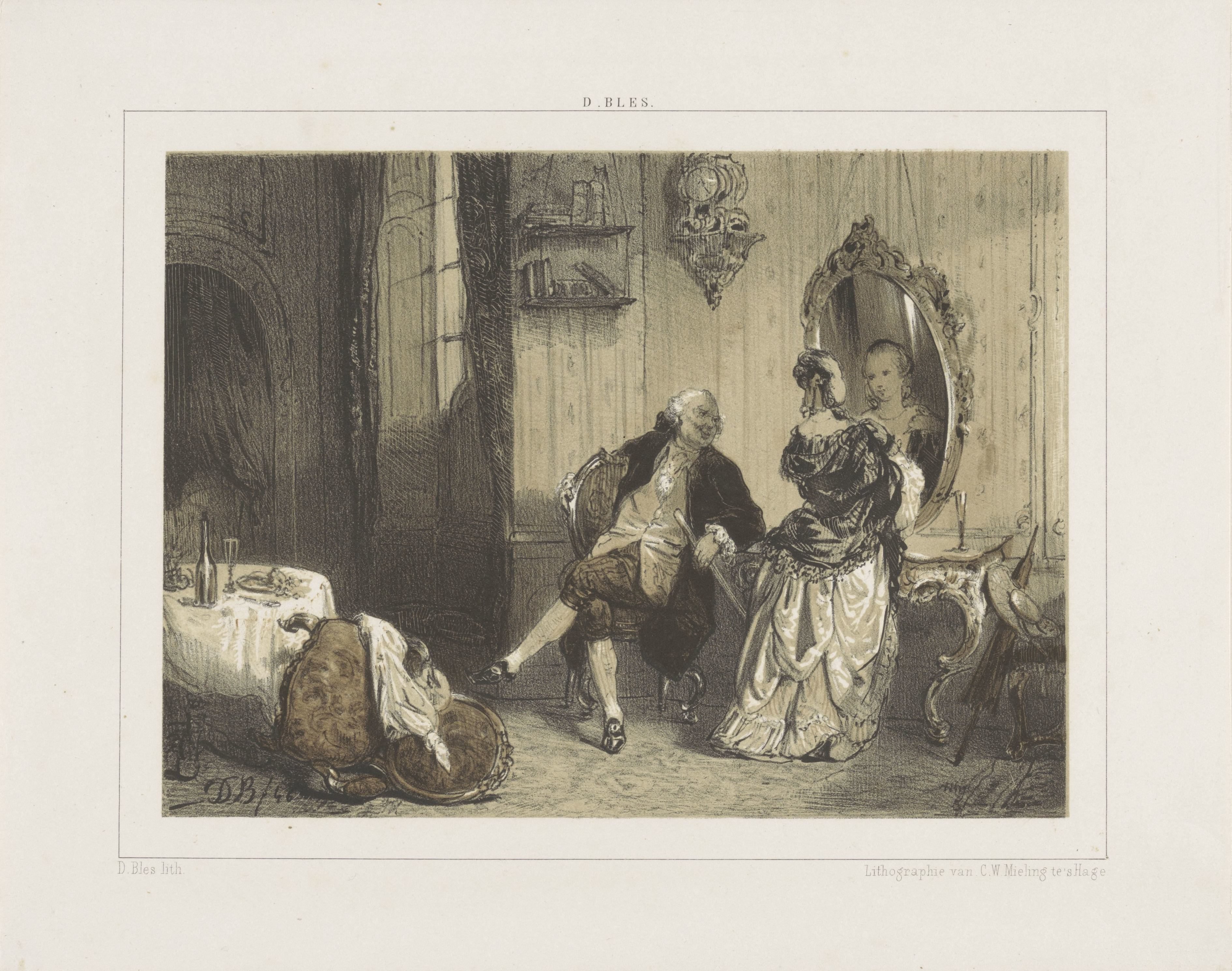 Man en vrouw in achttiende-eeuws interieur
