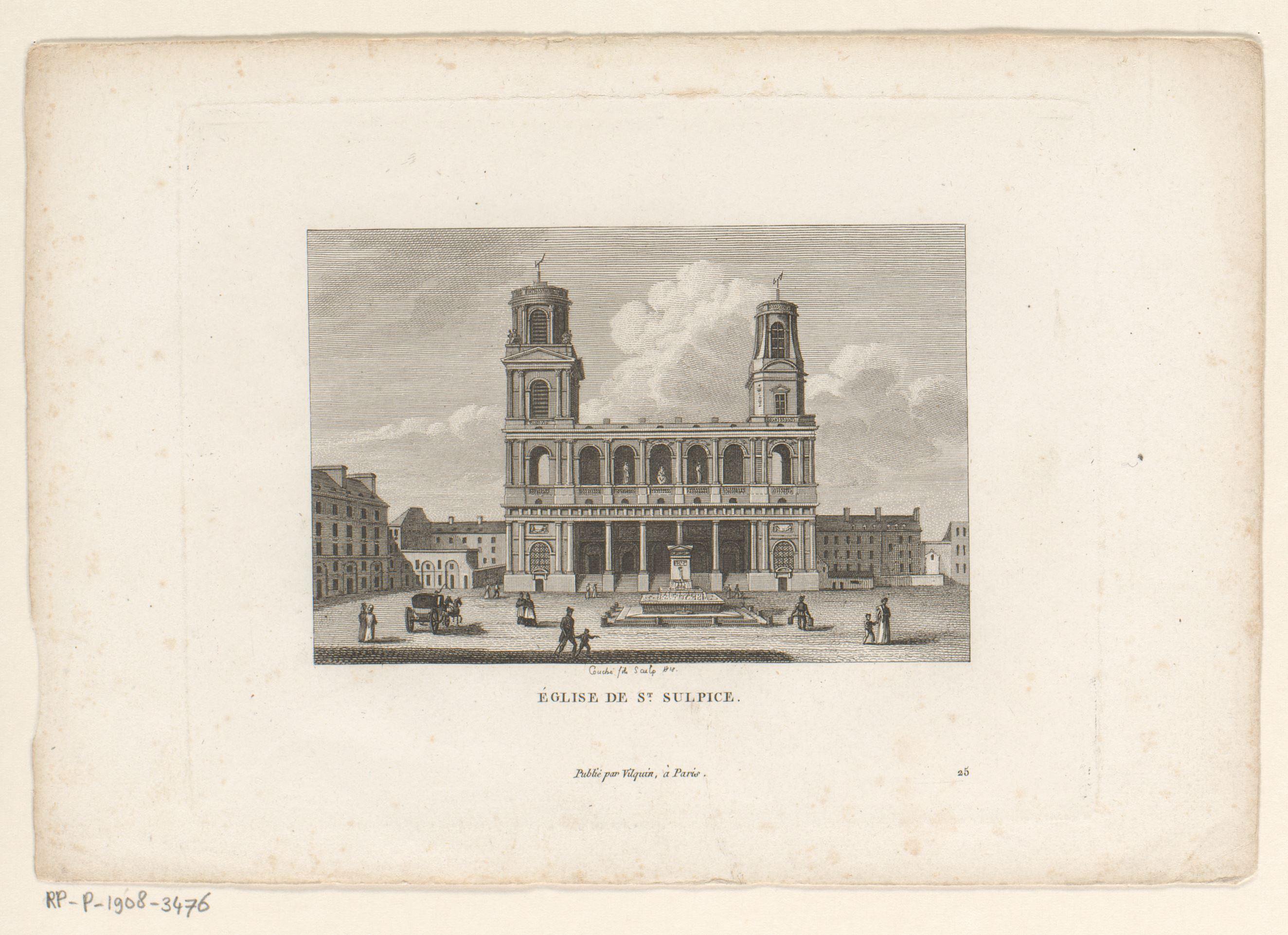 Gezicht op de Église Saint-Sulpice te Parijs