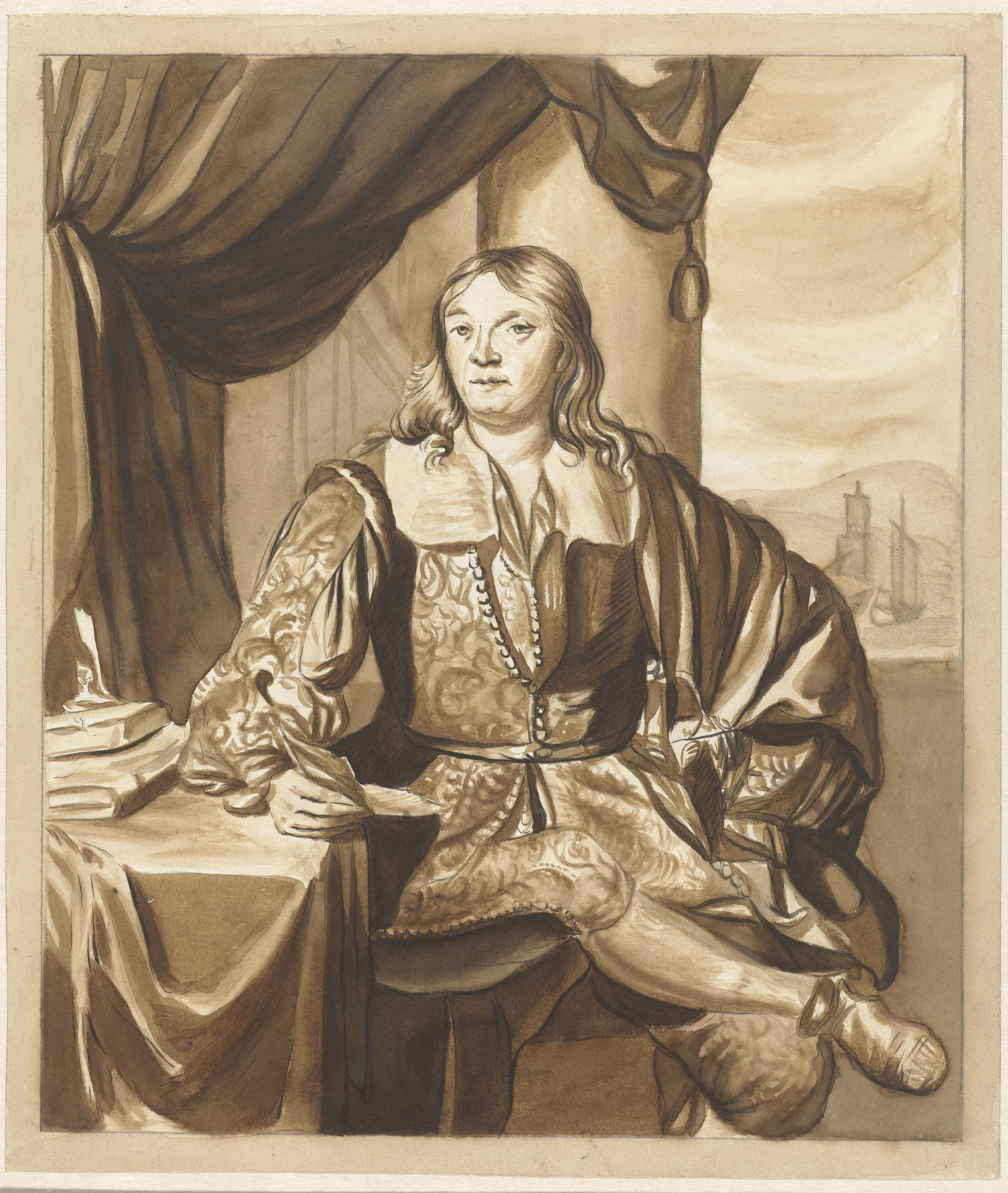 Portret van een zittende jongeman