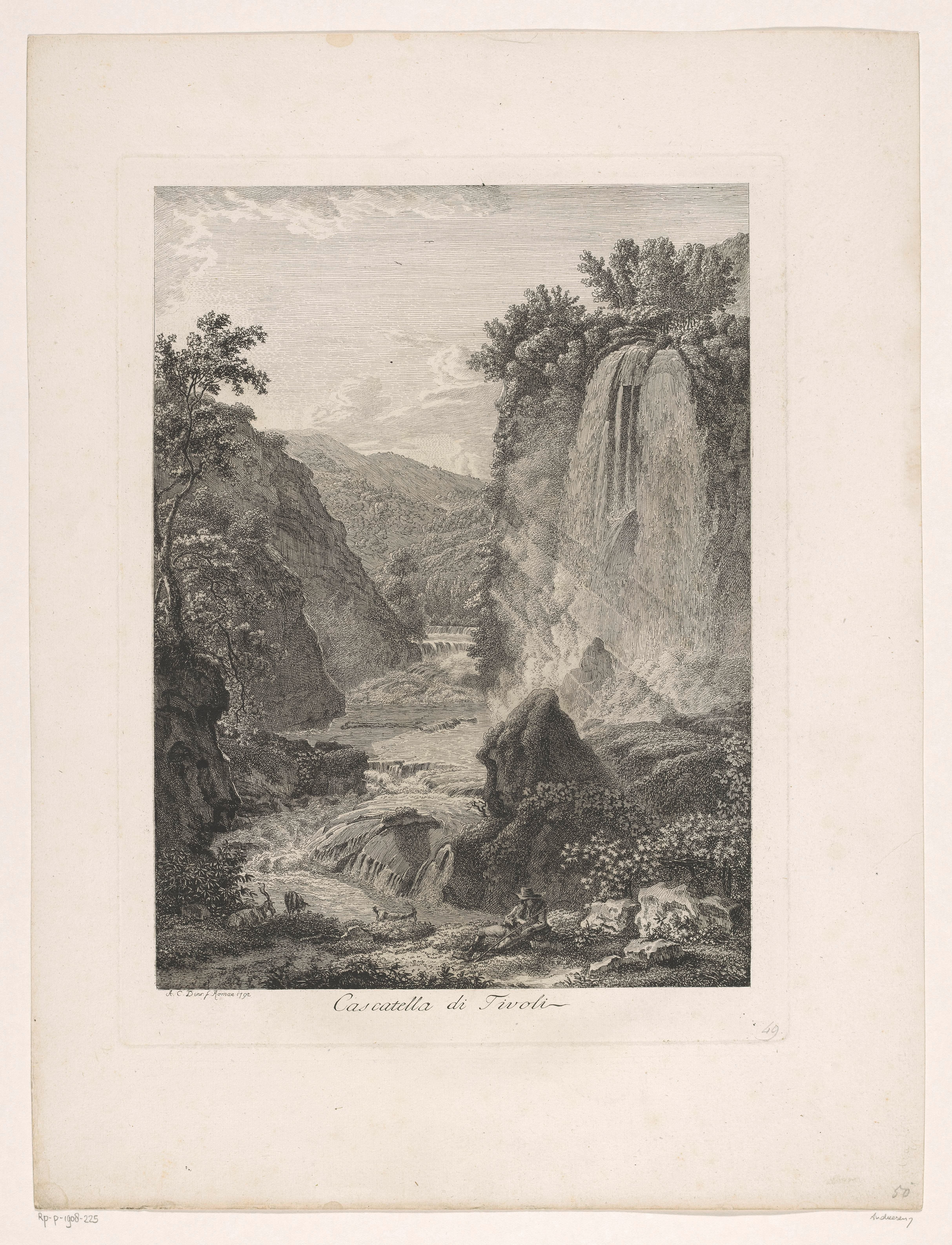 Gezicht op de watervallen van Tivoli