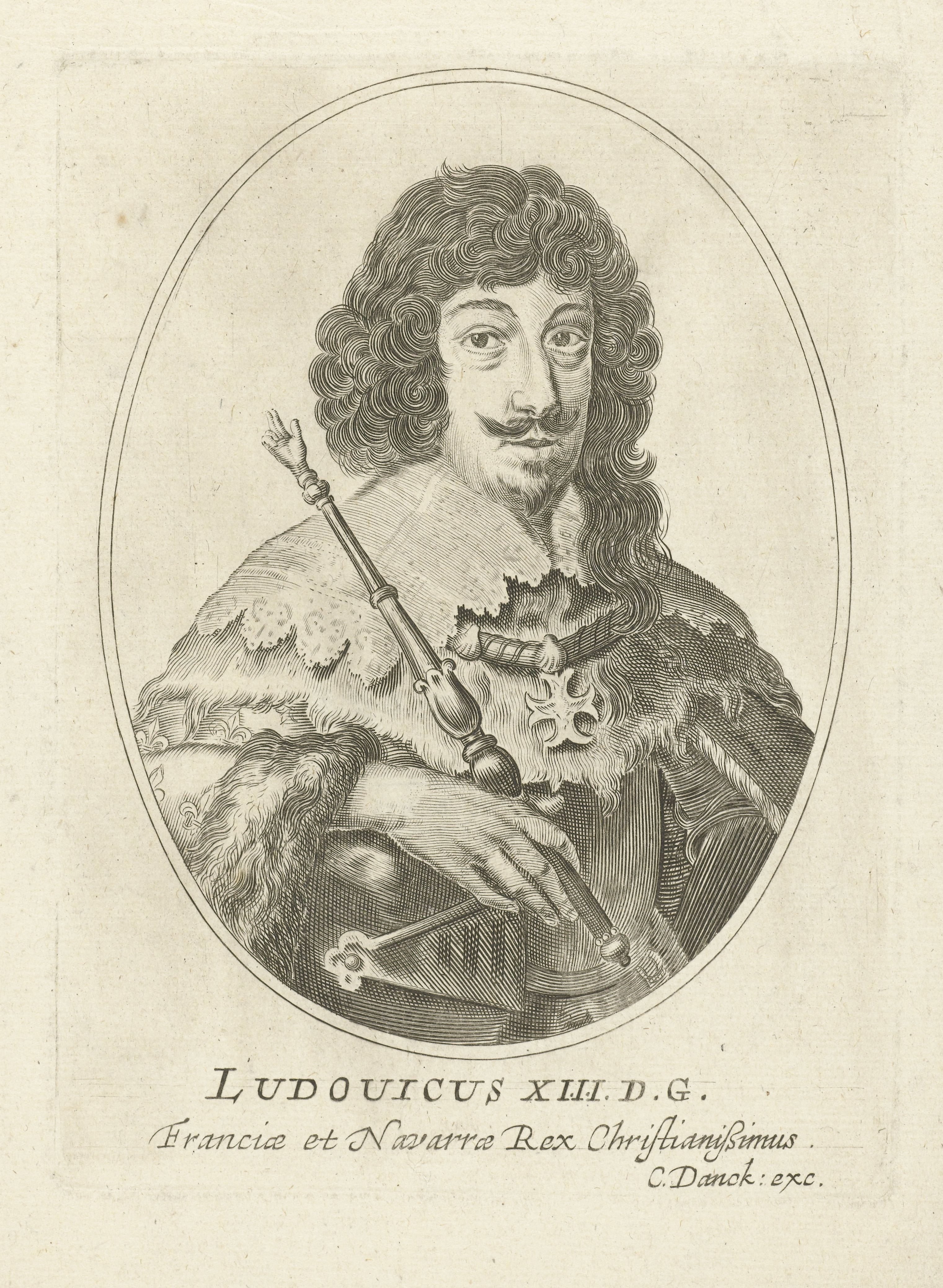 Portret van Lodewijk XIII, koning van Frankrijk in ovaal