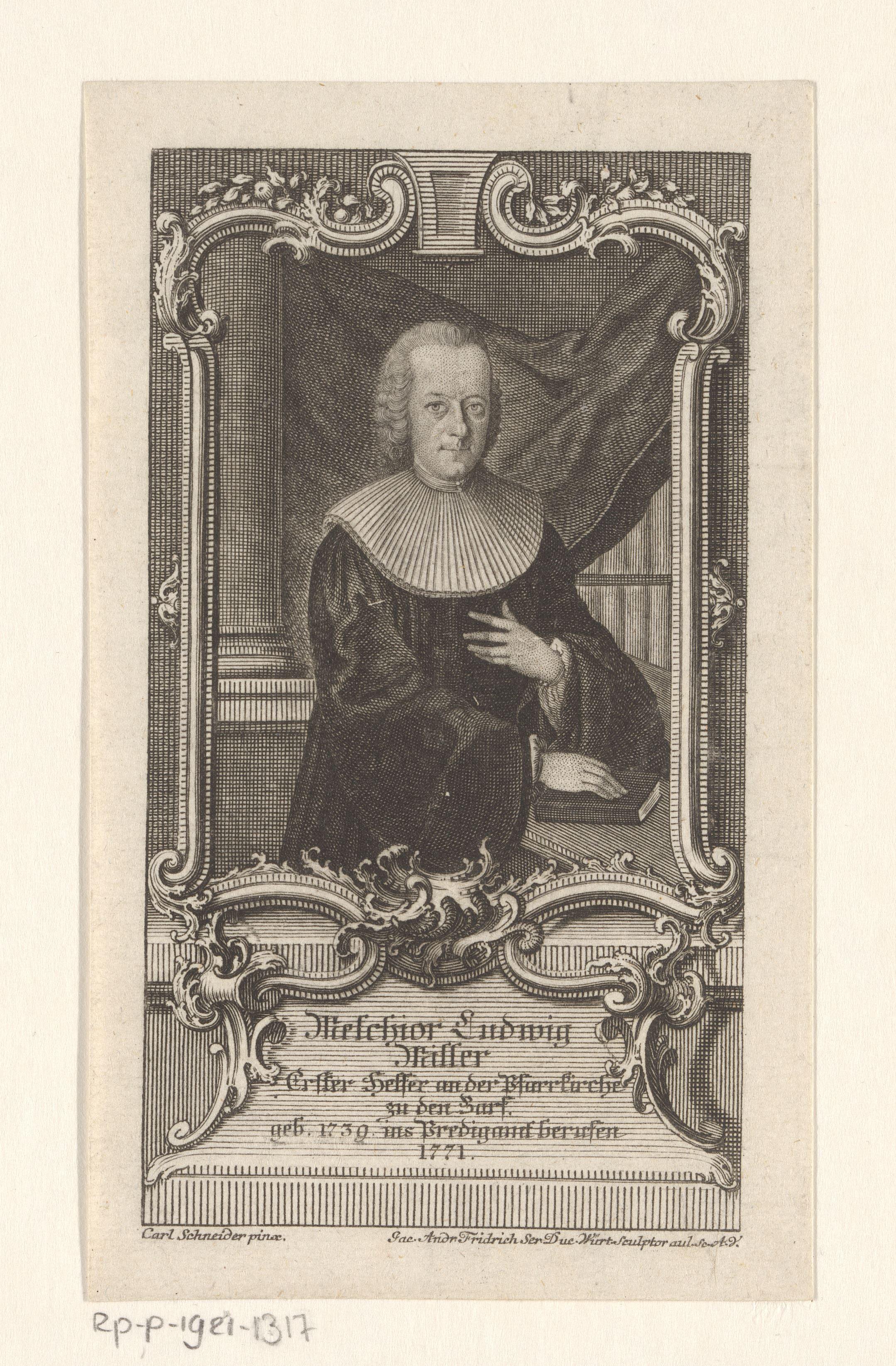 Portret van Melchior Ludwig Miller op 32-jarige leeftijd