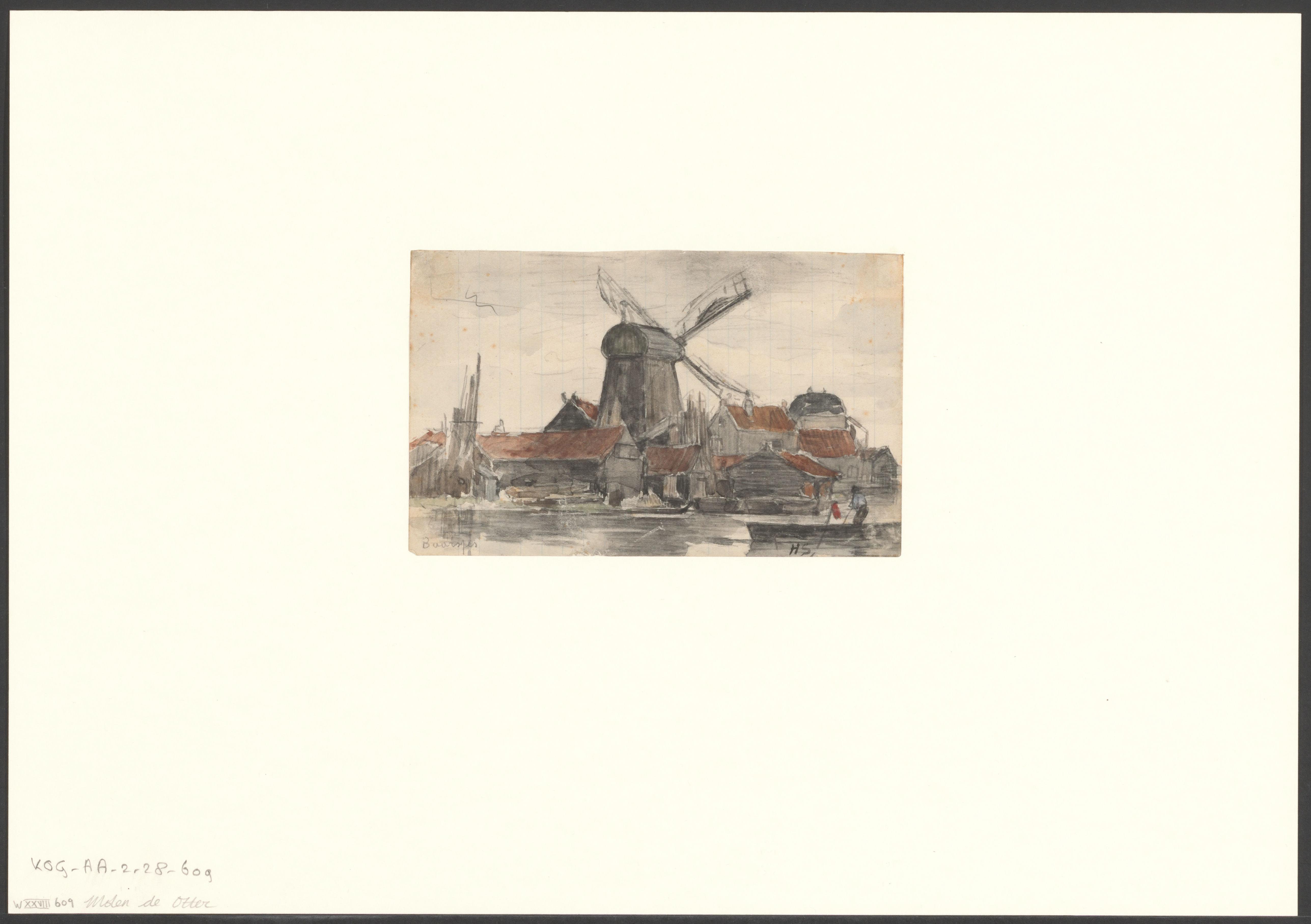 Gezicht op molen De Otter bij de Kostverlorenvaart bij De Baarsjes