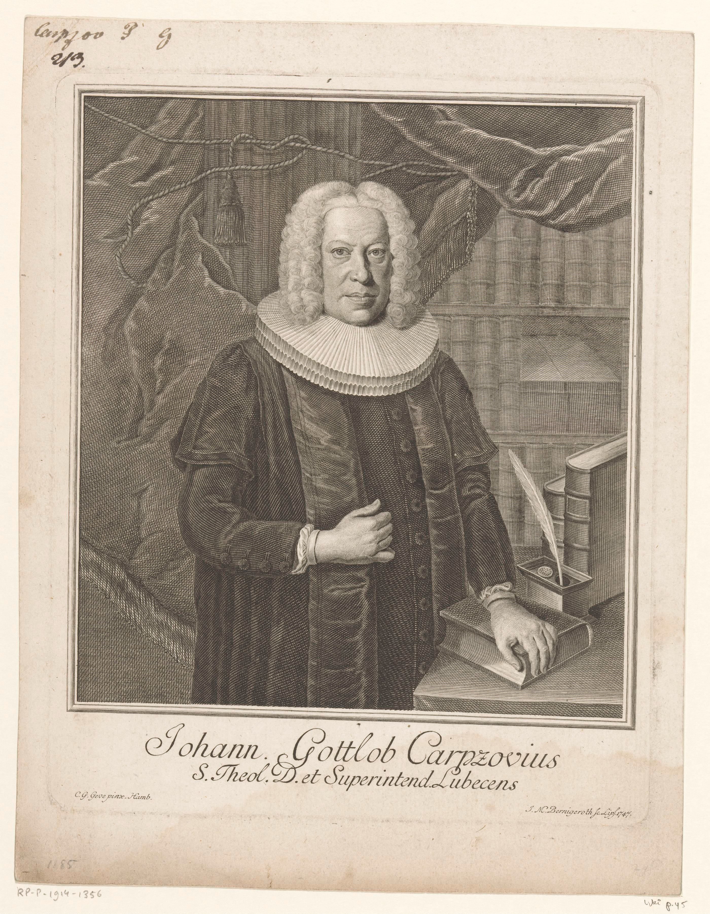 Portret van Johann Gottlob Carpzov