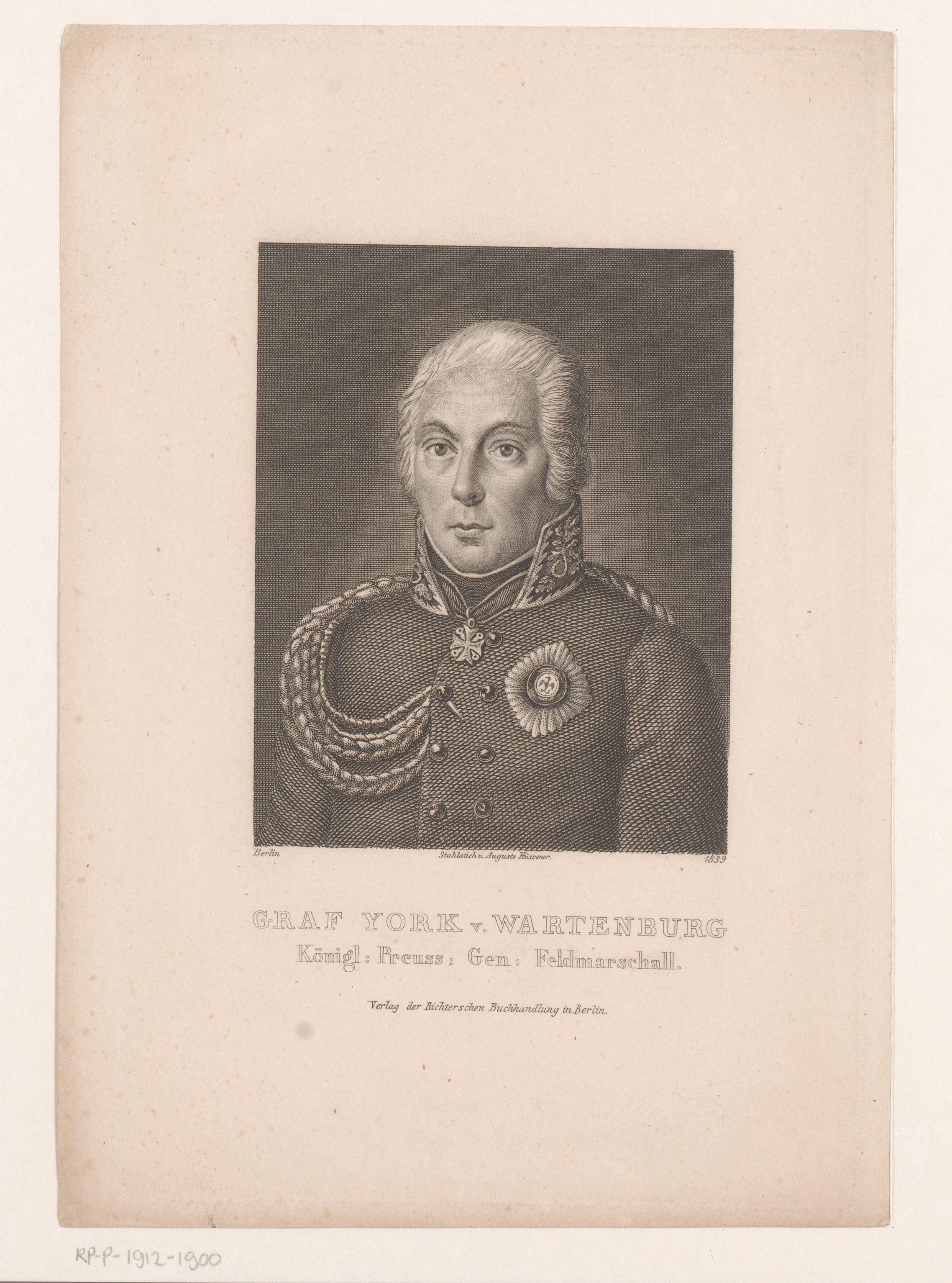 Portret van Johann Yorck von Wartenburg