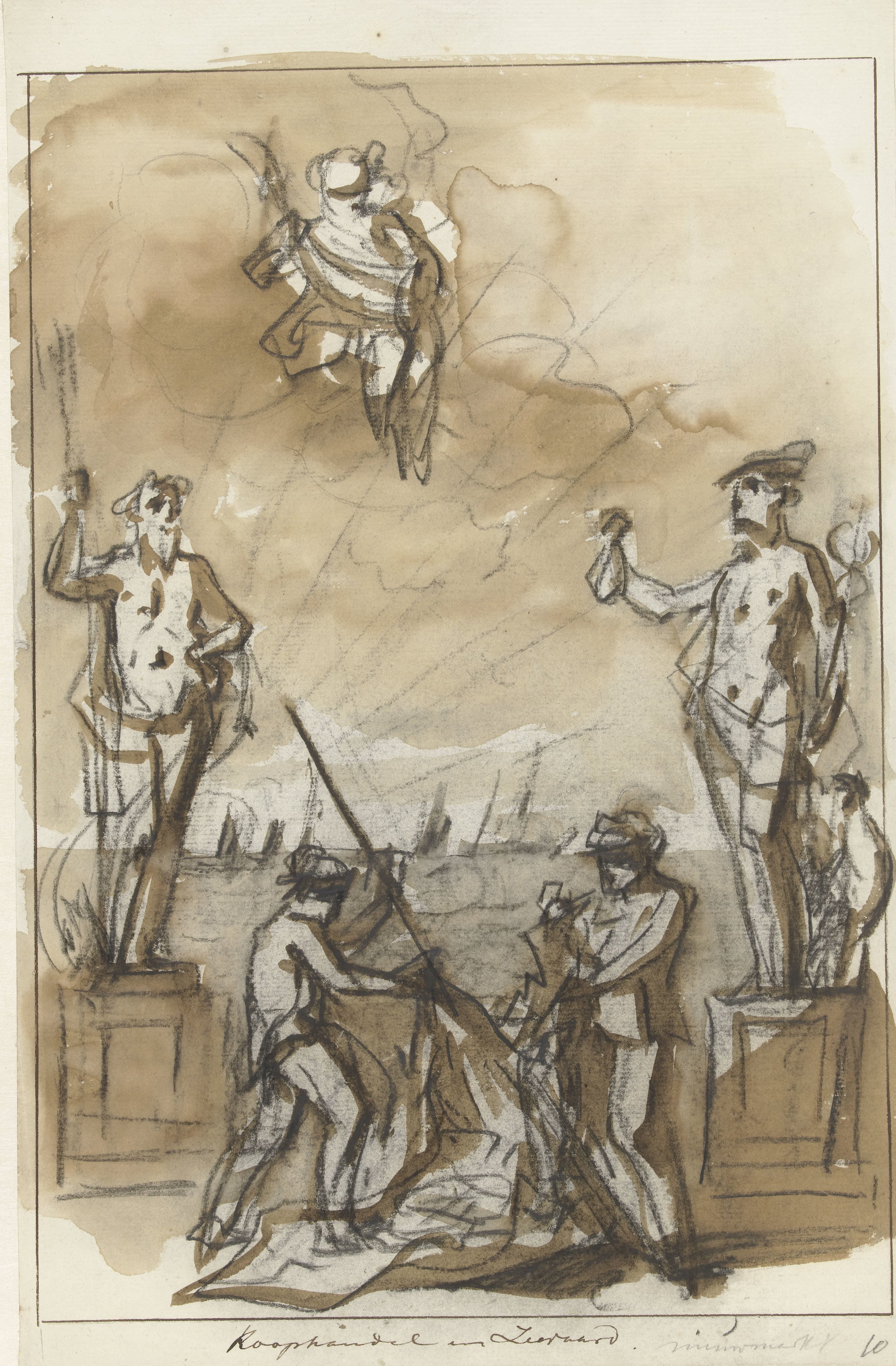Koophandel en Zeevaart, decoratie op de Nieuwmarkt, 1795