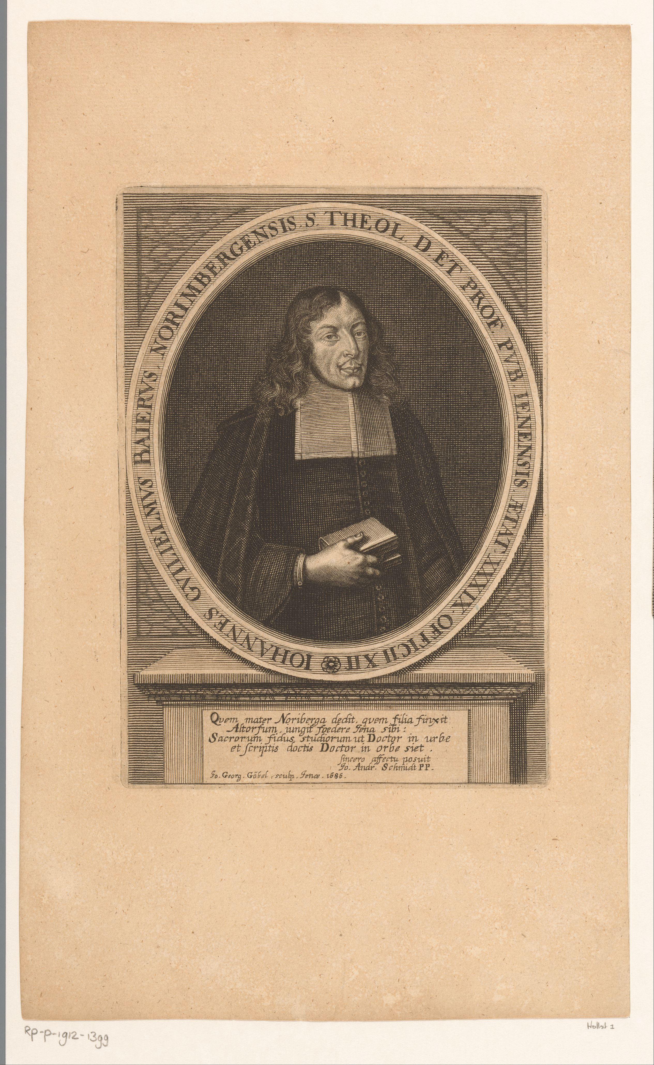 Portret van Johann Wilhelm Baier op 39-jarige leeftijd