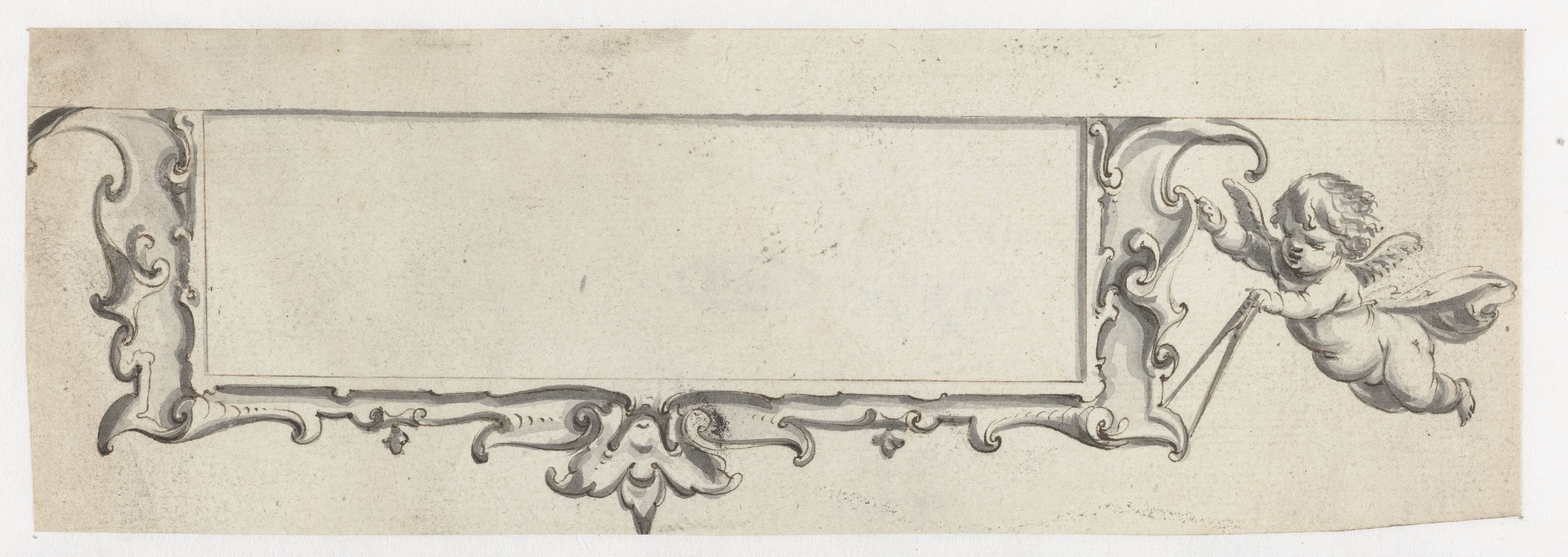 Cartouche met een vliegende putto