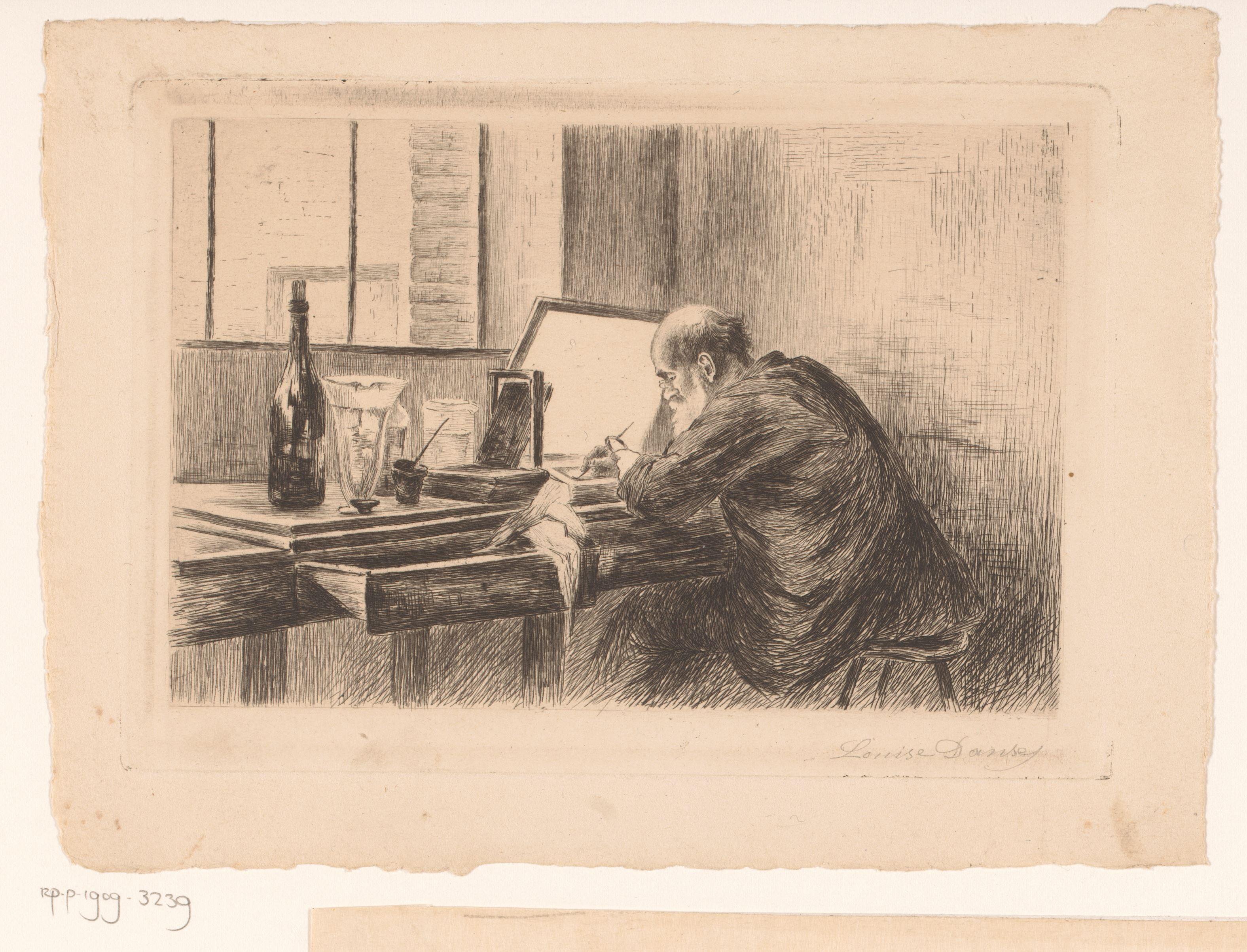 Auguste Danse aan het etsen