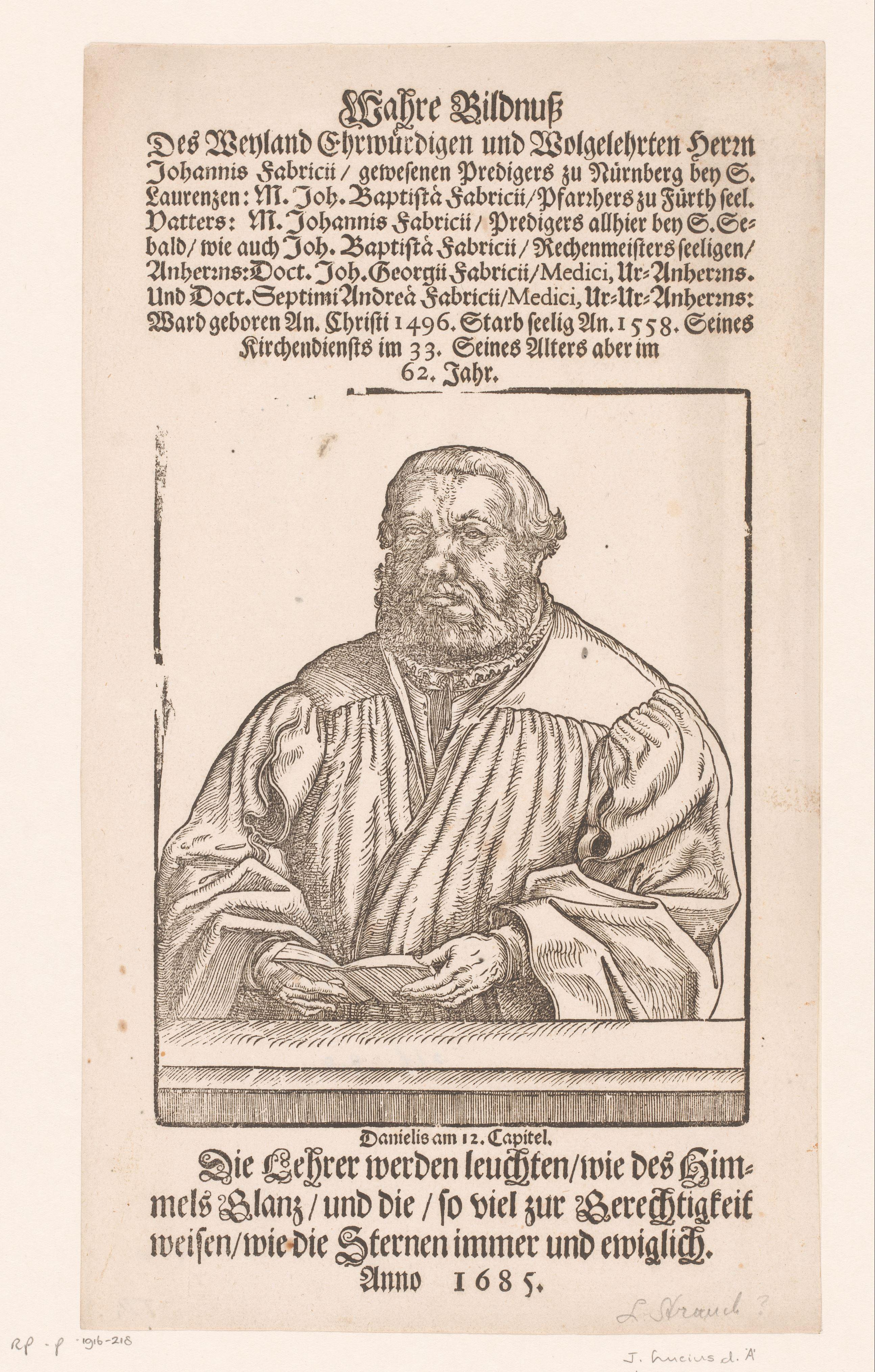 Portret van Johann Fabricius