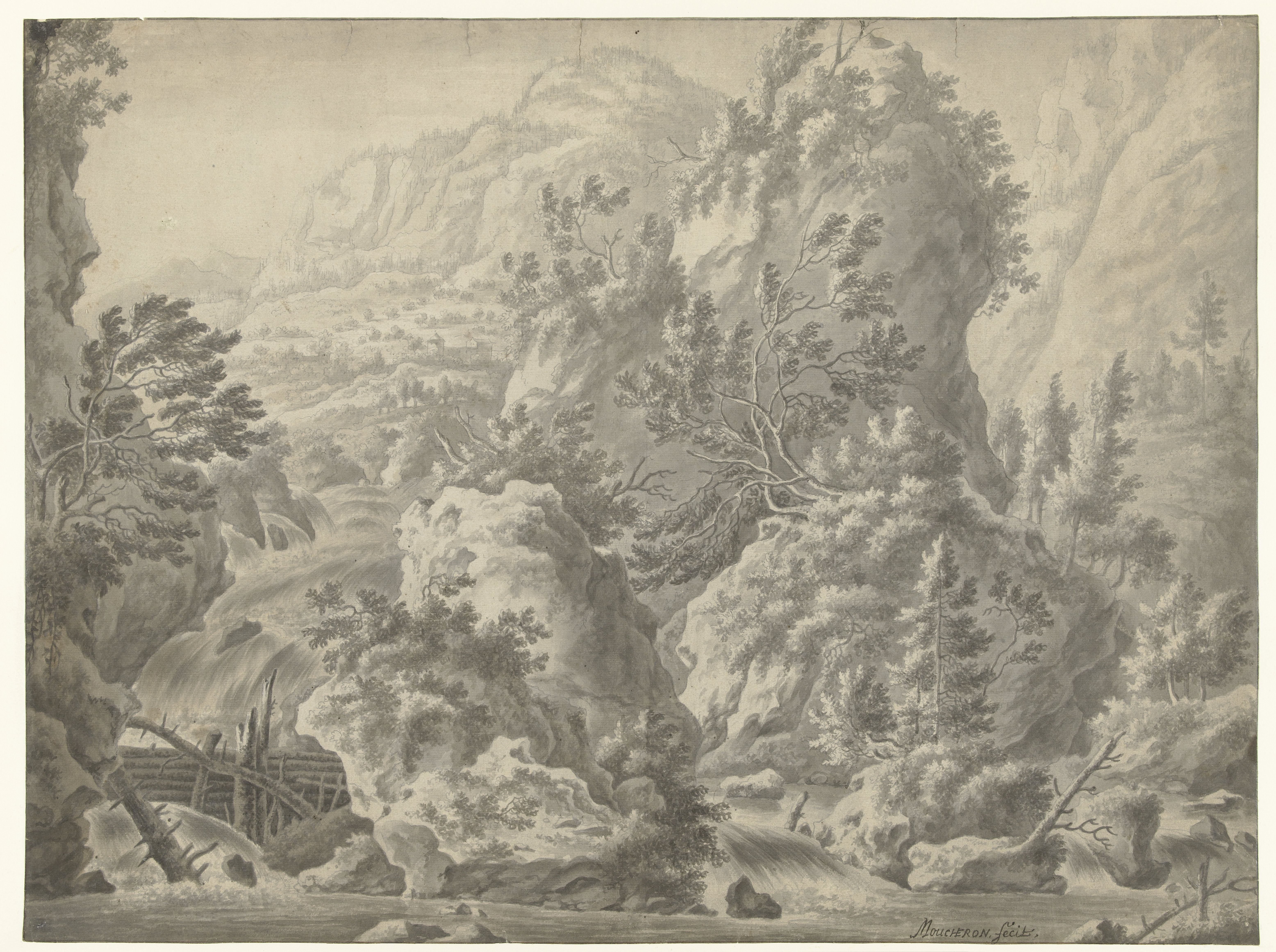 Mountain Landscape with Waterfall