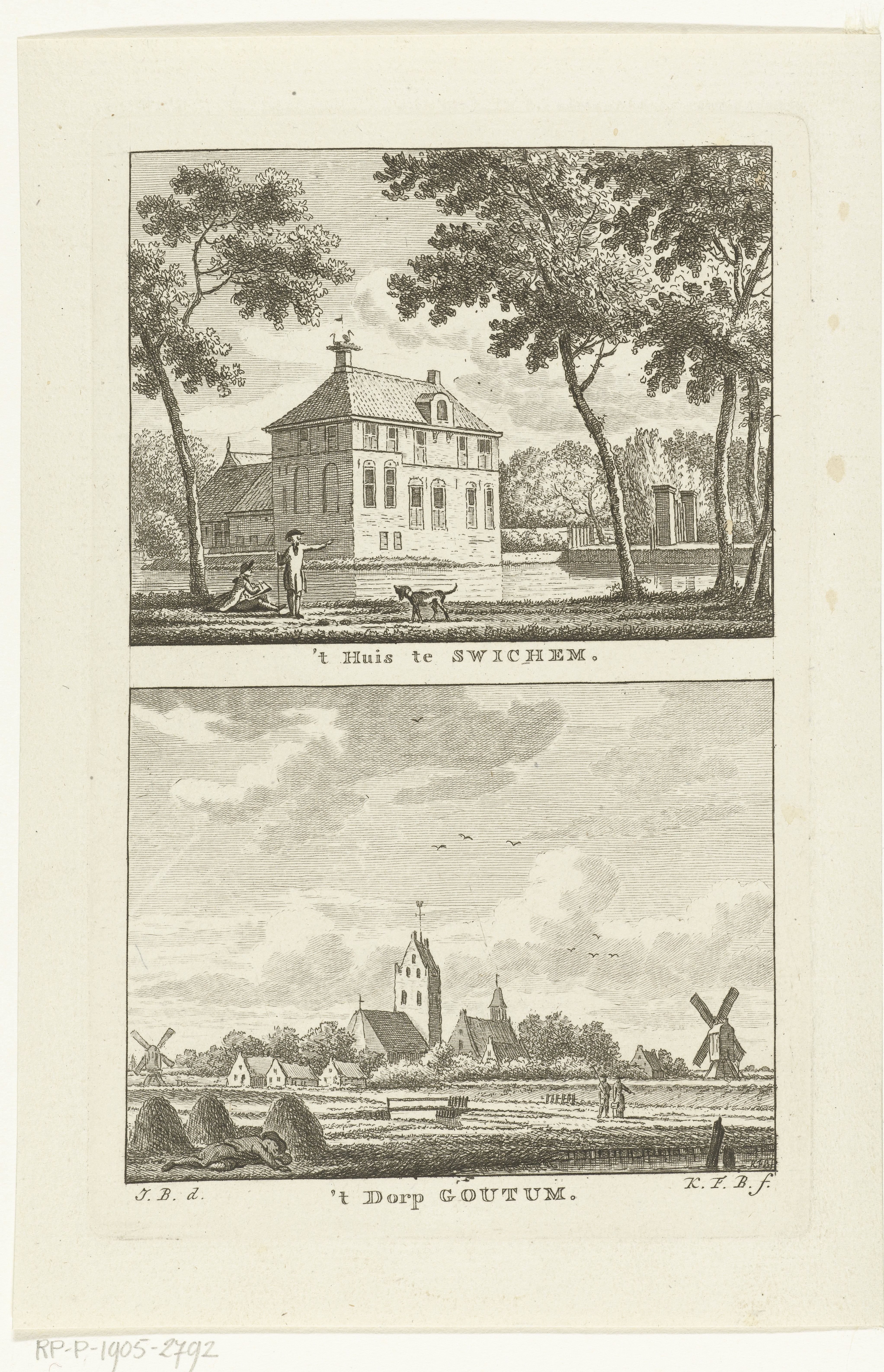 Gezicht op het Huis te Swichum en dorpsgezicht te Goutum