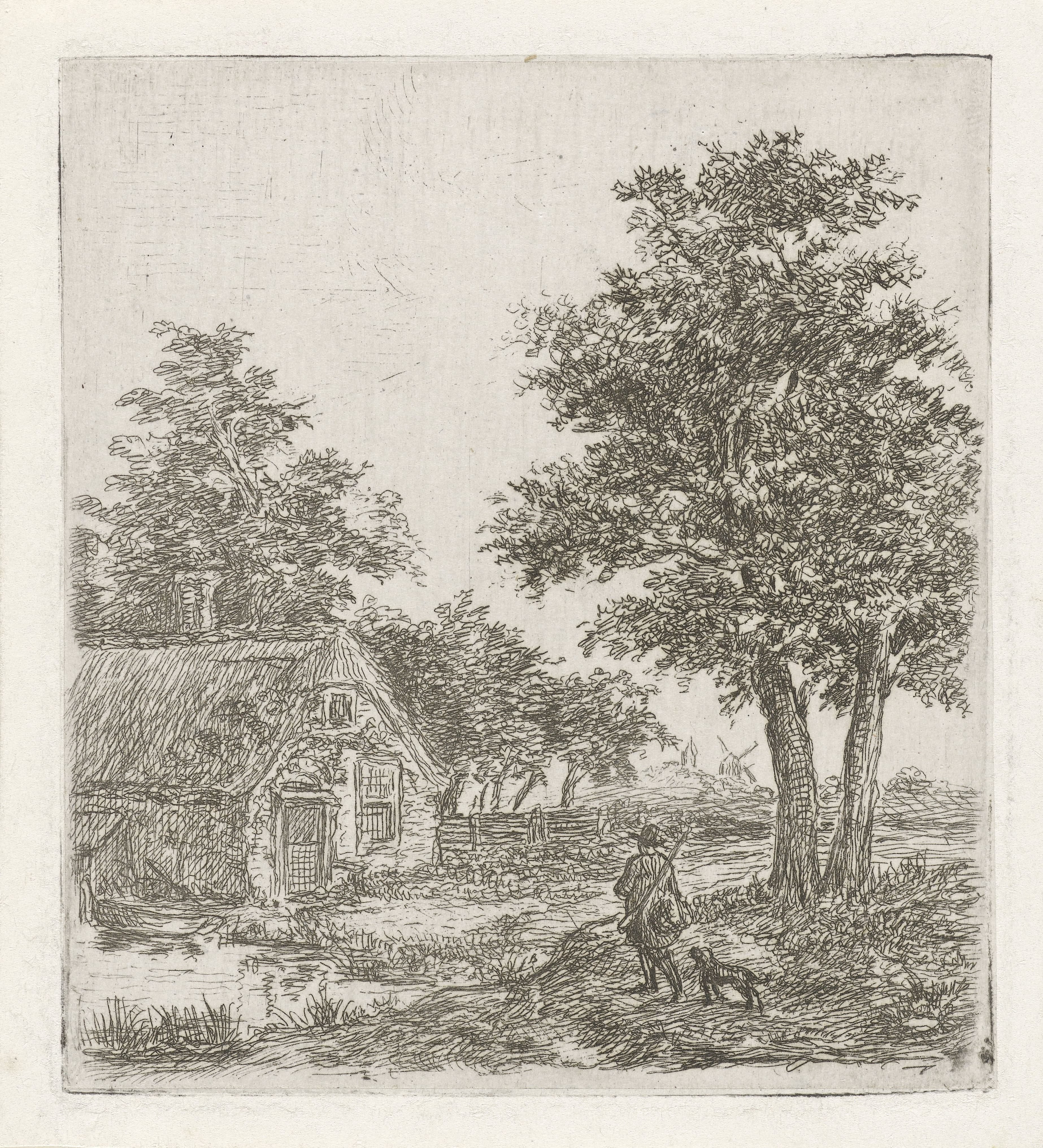 Jager in een landschap