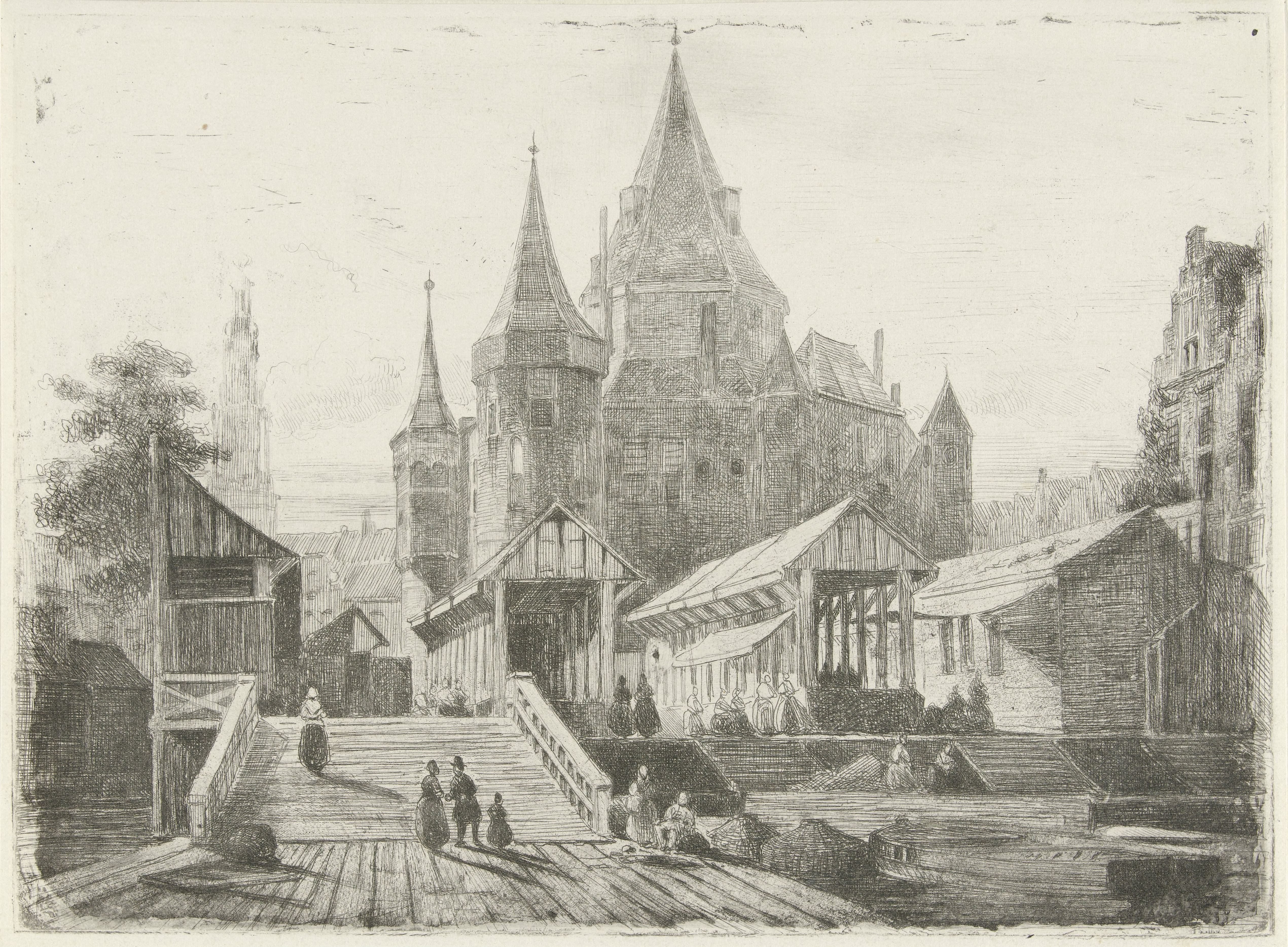 Gezicht op de Nieuwmarkt te Amsterdam