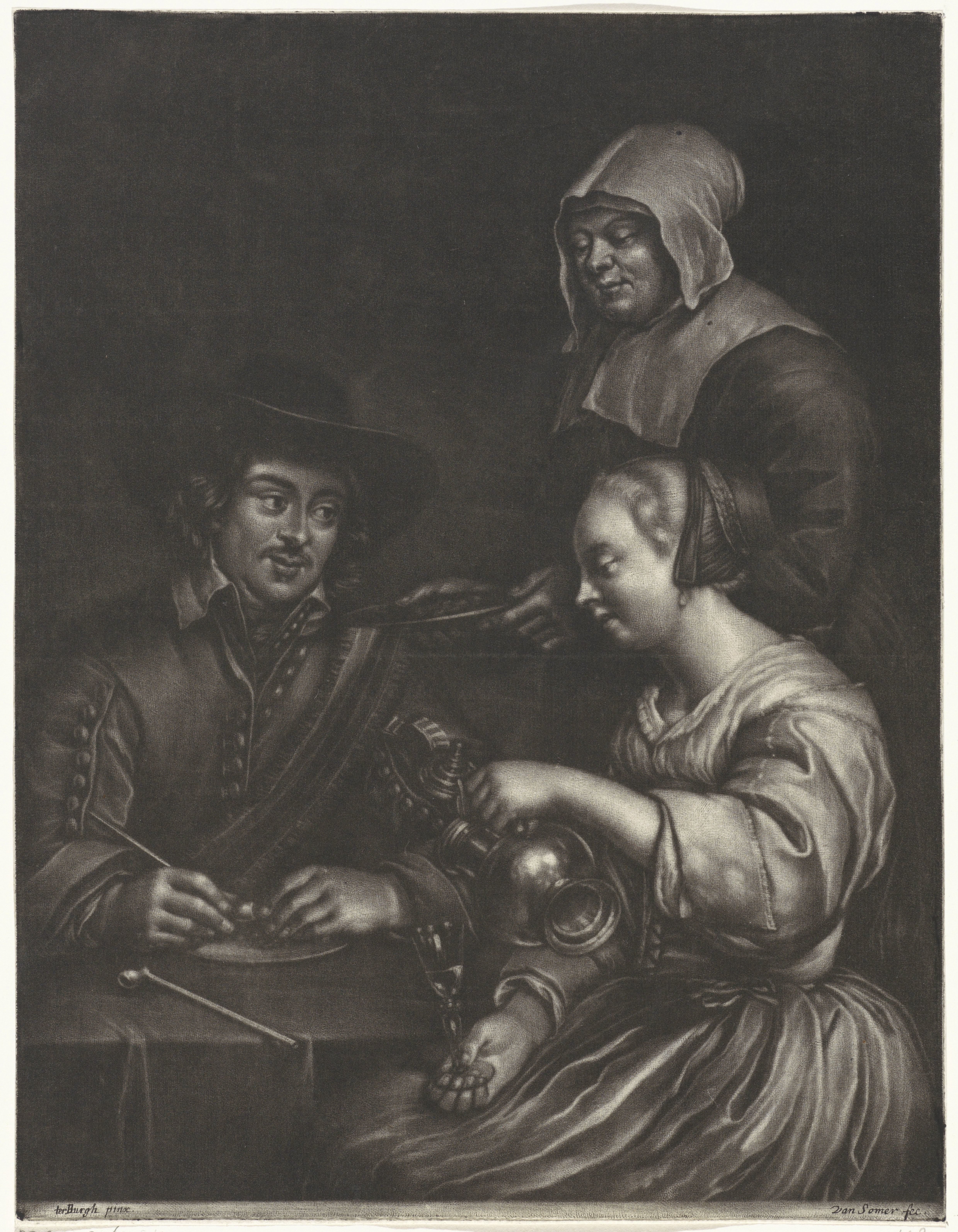 Man en een vrouw aan tafel