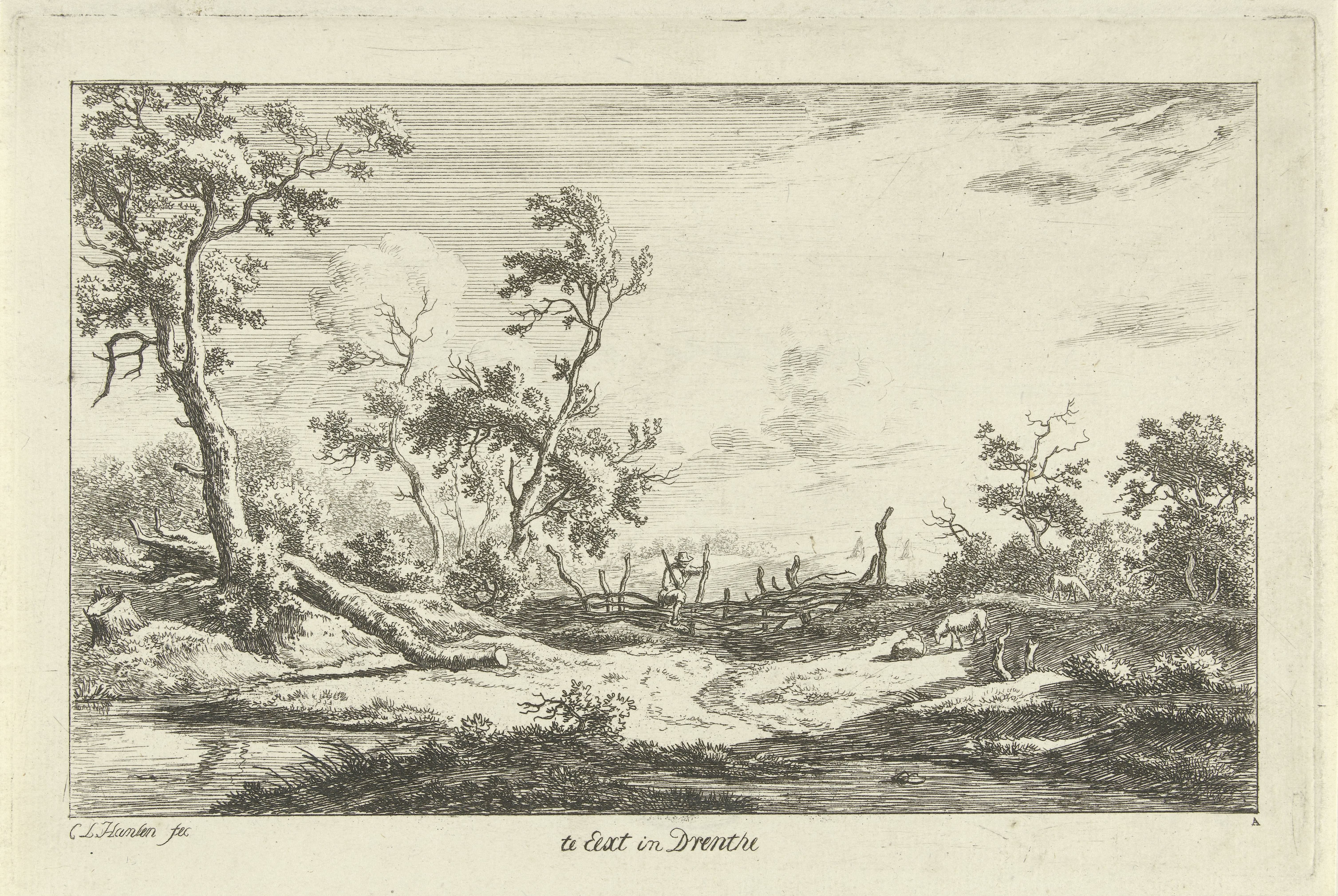 Jager in een landschap