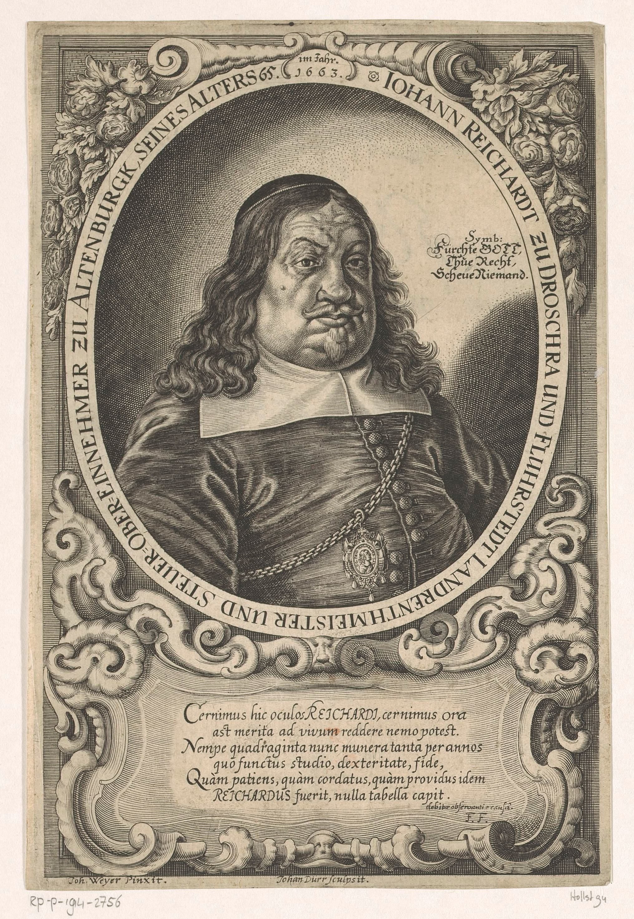 Portret van Johann Reichard op 65-jarige leeftijd