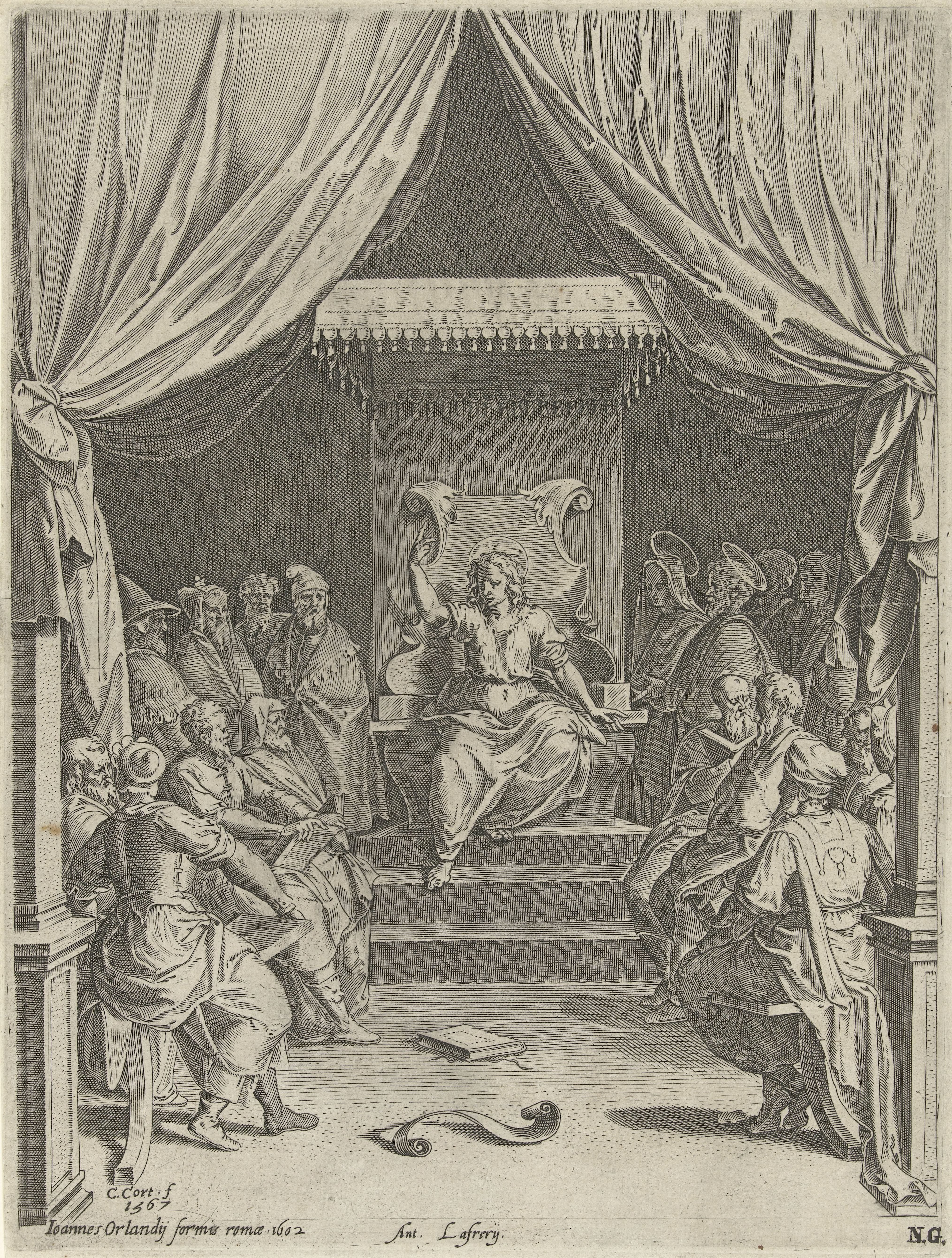 Christus, op 12-jarige leeftijd, in discussie met de schriftgeleerden